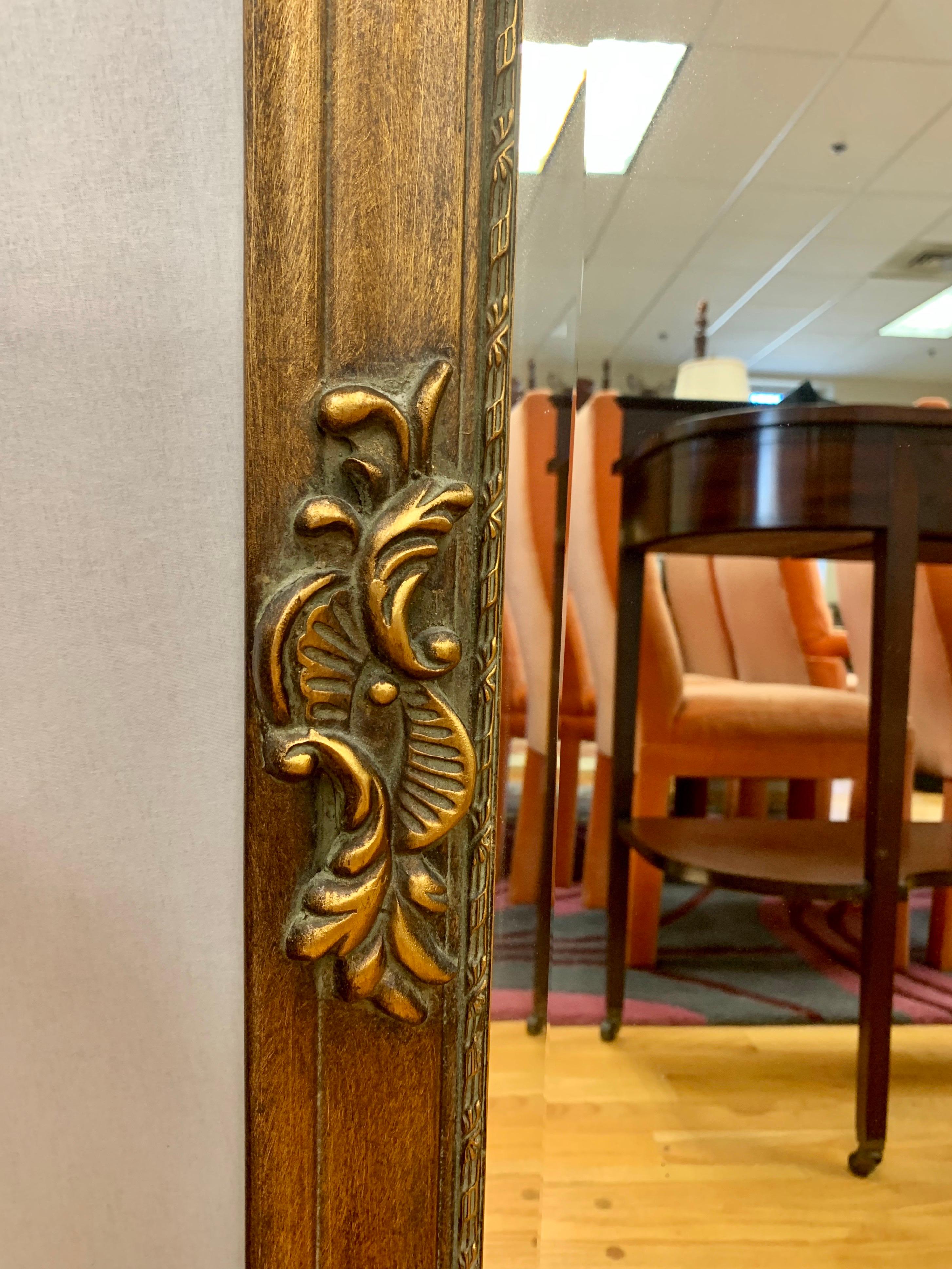 Tall Carved Neoclassical Gilt Giltwood Floor Mirror In Good Condition In West Hartford, CT