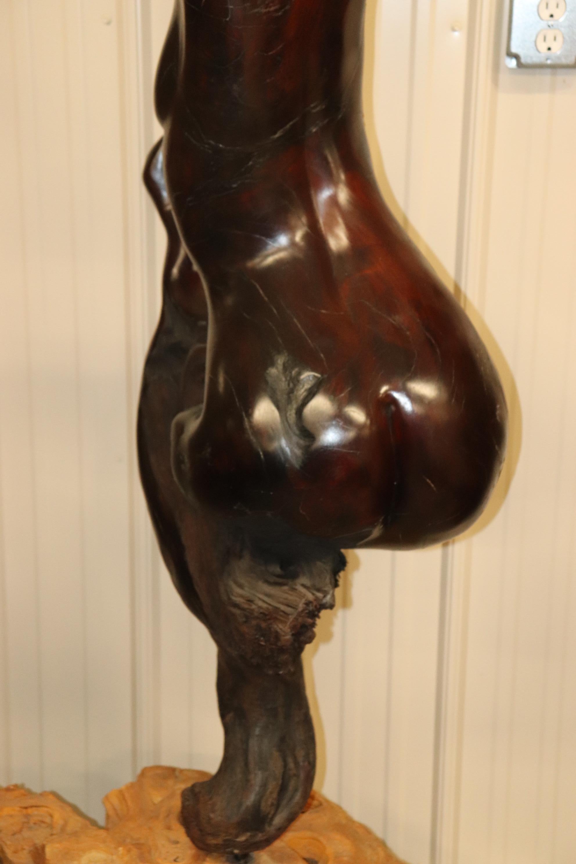 Tall Carved Rosewood Figural Sculpture of a Nude Women and a Snake 9