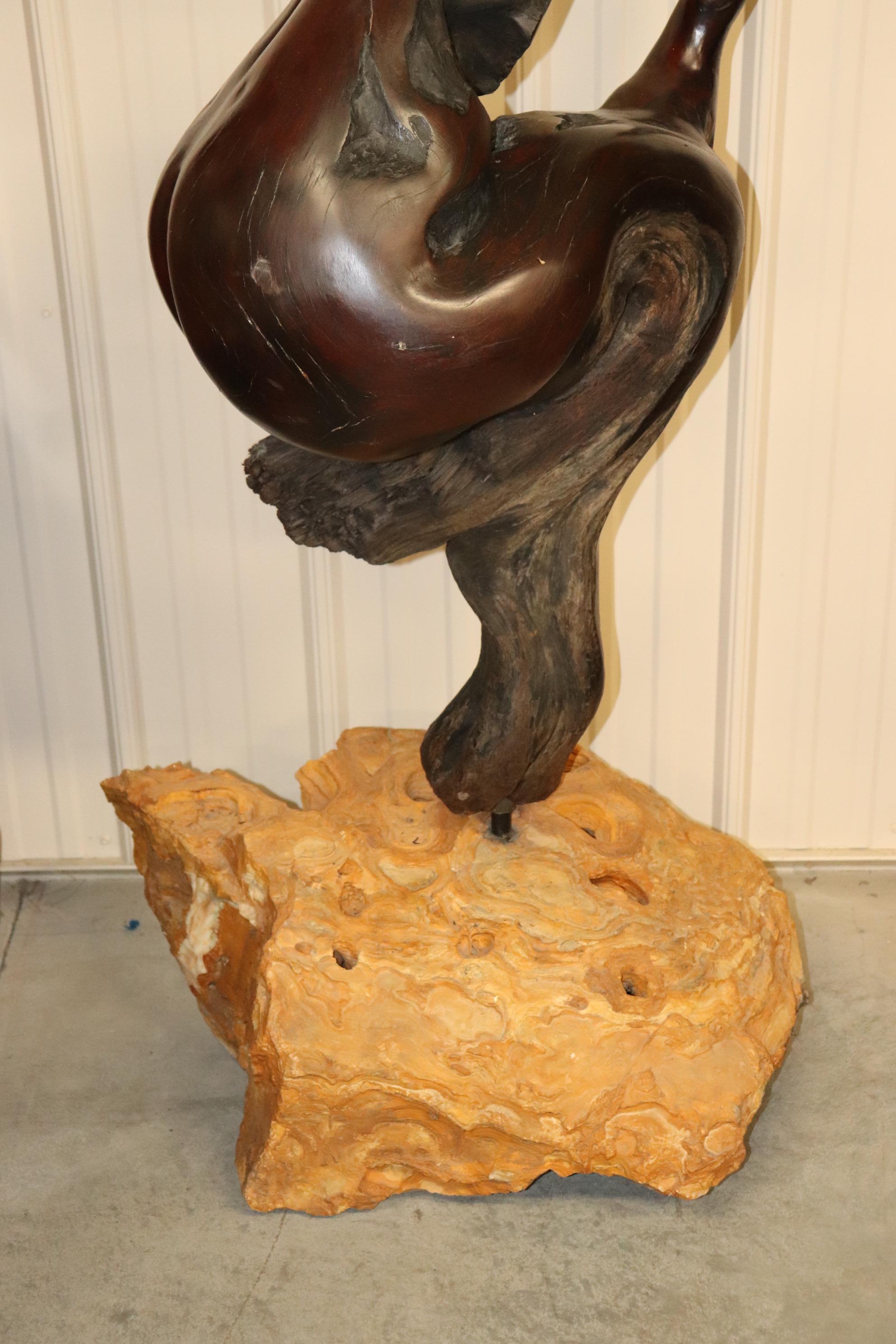 Tall Carved Rosewood Figural Sculpture of a Nude Women and a Snake 13