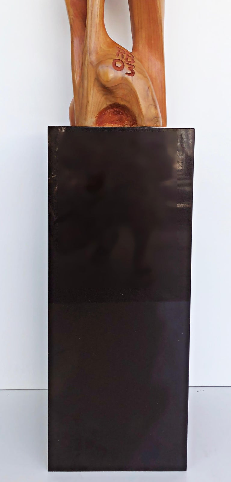 Tall Carved Teak Sculpture by Ramon Barales, Cuban American Artist