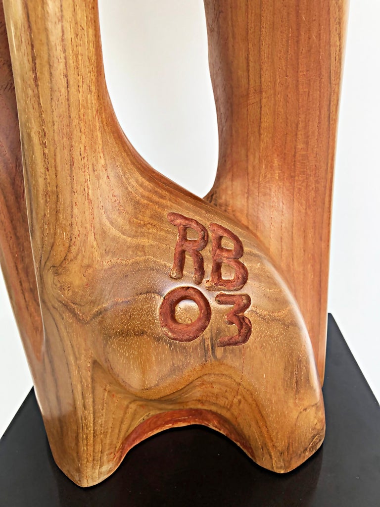 Tall Carved Teak Sculpture by Ramon Barales, Cuban American Artist