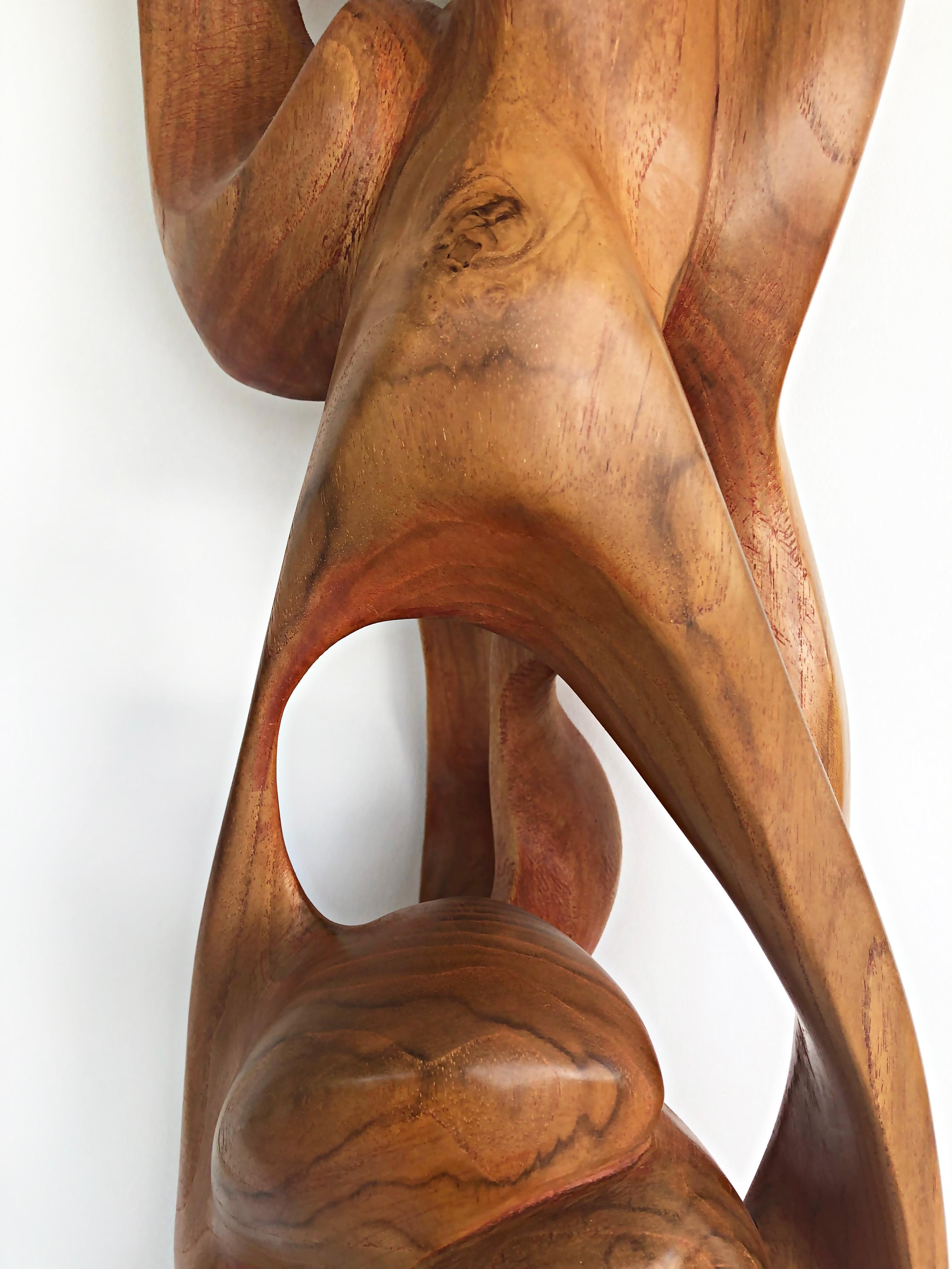 Tall Carved Teak Sculpture by Ramon Barales, Cuban American Artist, 2003 1