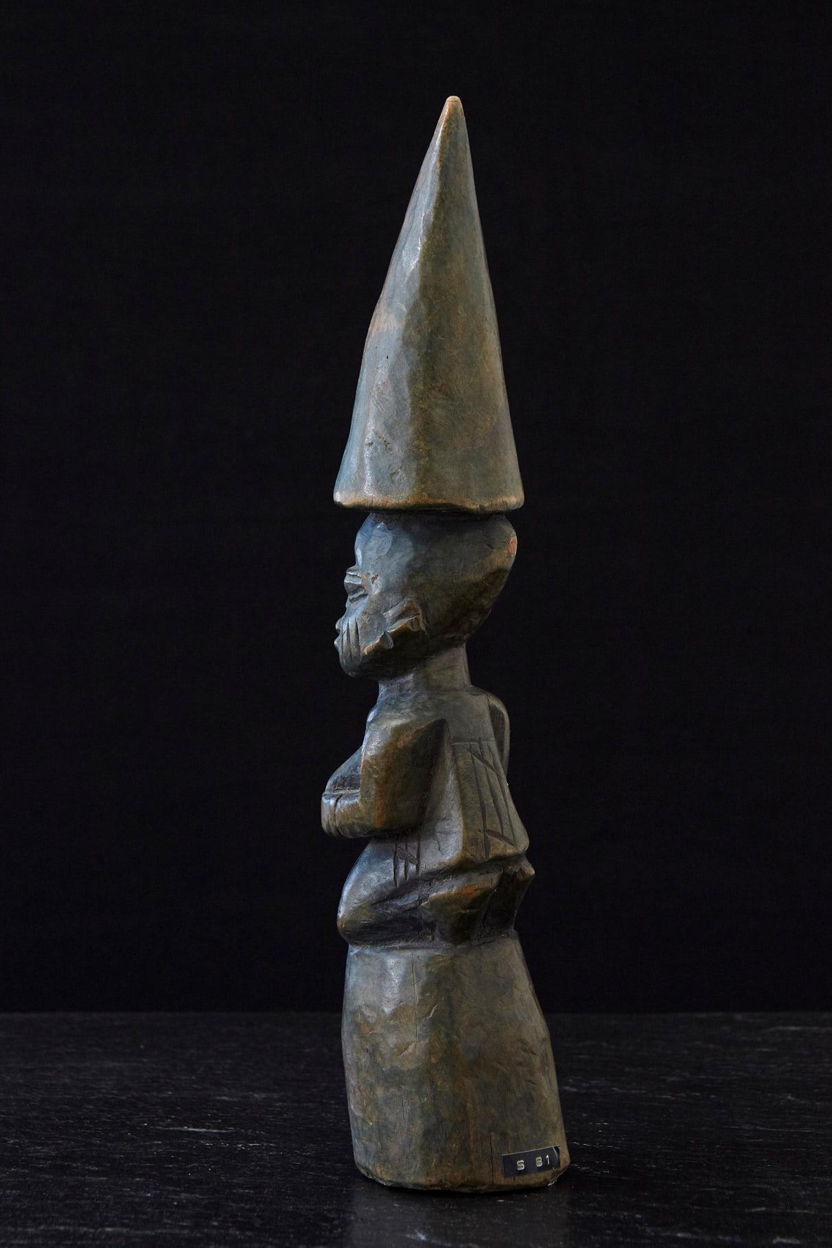 Nigérian Grand tapeur d'oracle ou de divination en bois sculpté 