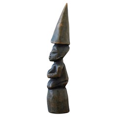 Vintage Tall Carved Wooden Oracle or Divination Tapper "Iroke Ifa", Yoruba People, 1930s