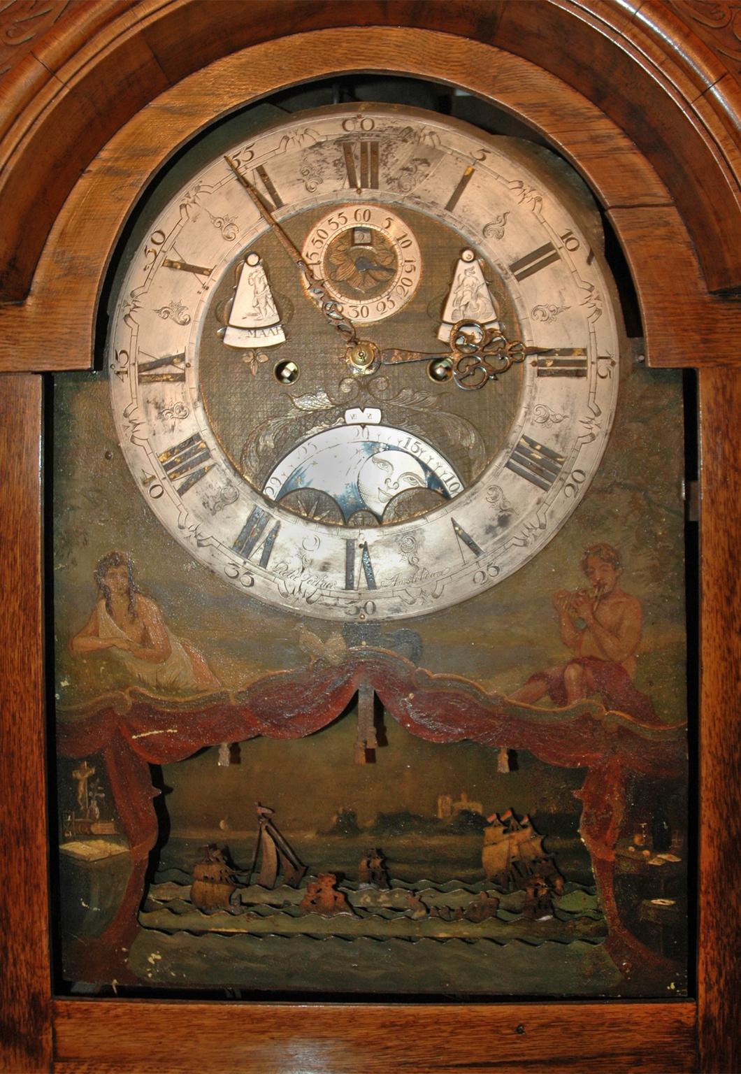 19th Century Tall Case Amsterdam Clock, Signed Pieter Verlaer, circa 1840-1860 For Sale