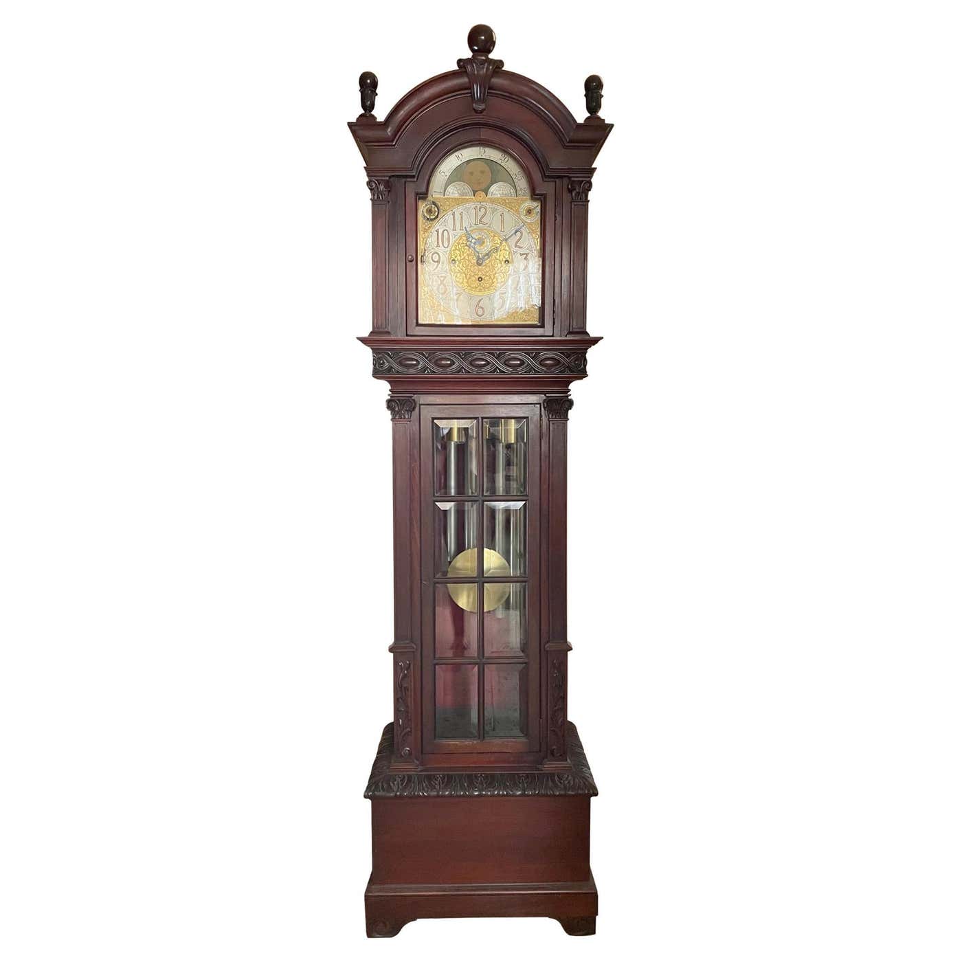 Tall Case Honduras Mahogany 9Tube Grandfather Clock Colonial