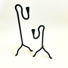 Tall Cast Iron Candlestick Holders - Set of 2