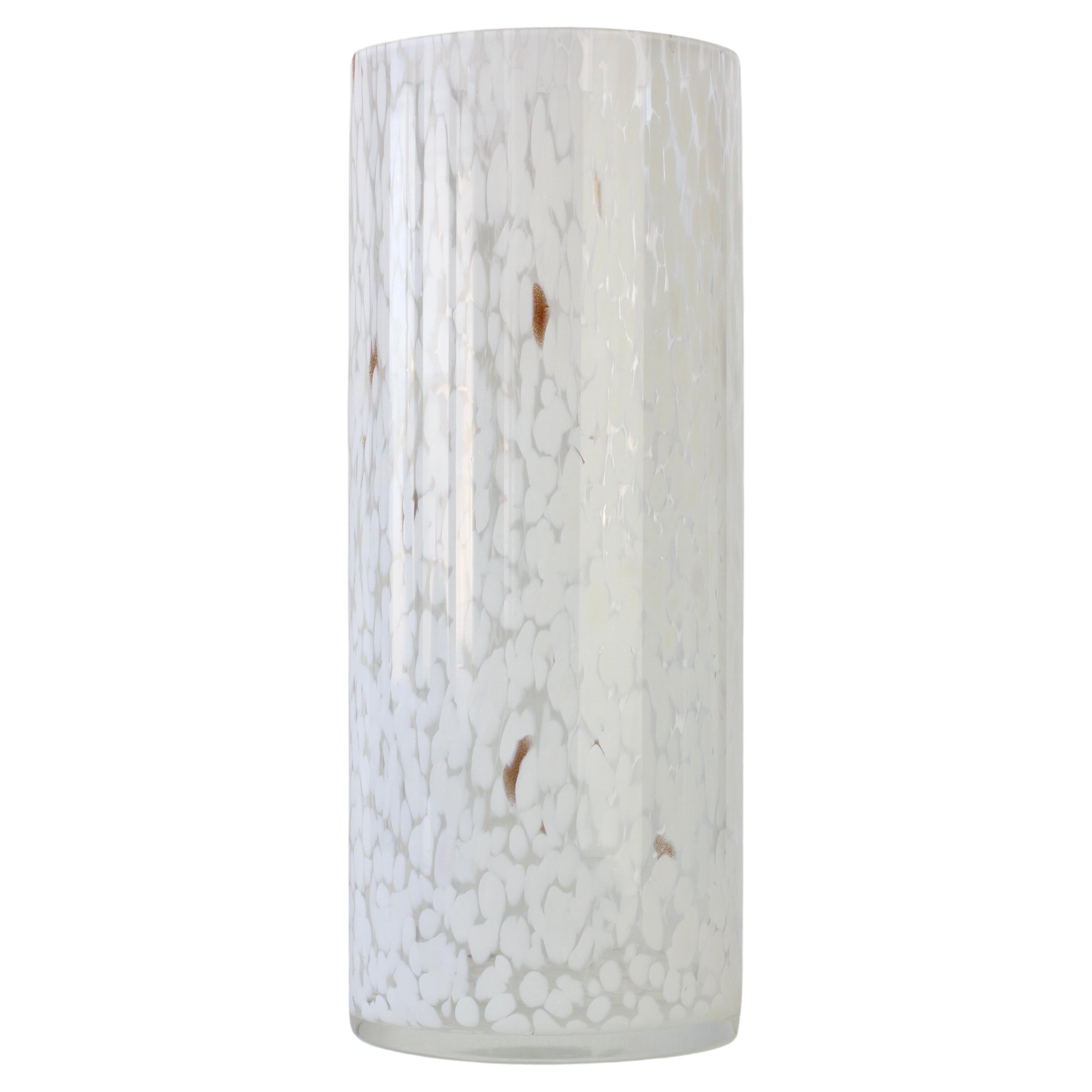 Tall Cenedese Vintage Mid-Century Italian White Speckled Murano Glass Vase For Sale