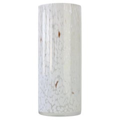 Tall Cenedese Vintage Mid-Century Italian White Speckled Murano Glass Vase