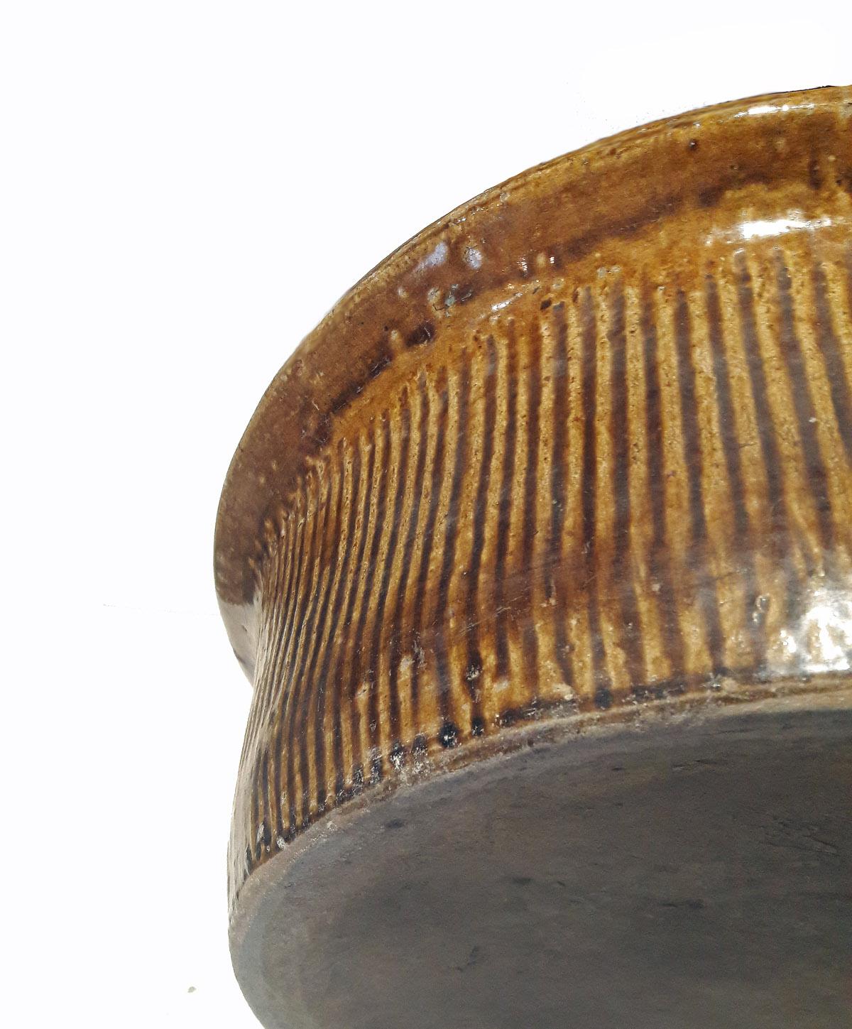 Glazed Tall Ceramic Bowl from Indonesia, Mid-20th Century For Sale