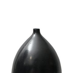 Tall Ceramic Double Dent Bottle Vase with Black Lustre Glaze by Sandi Fellman