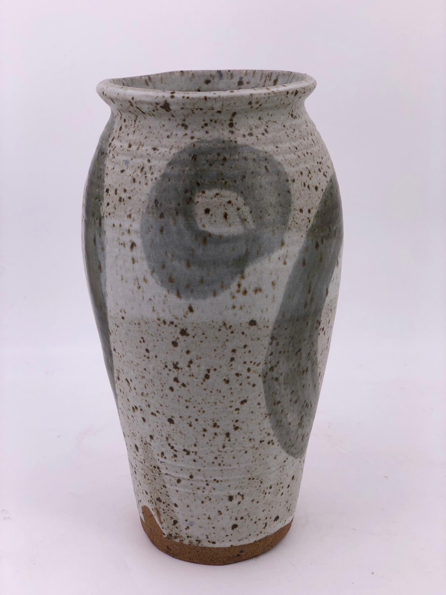 Mid-Century Modern Tall Ceramic Hand Thrown Vase Signed, circa 1970s