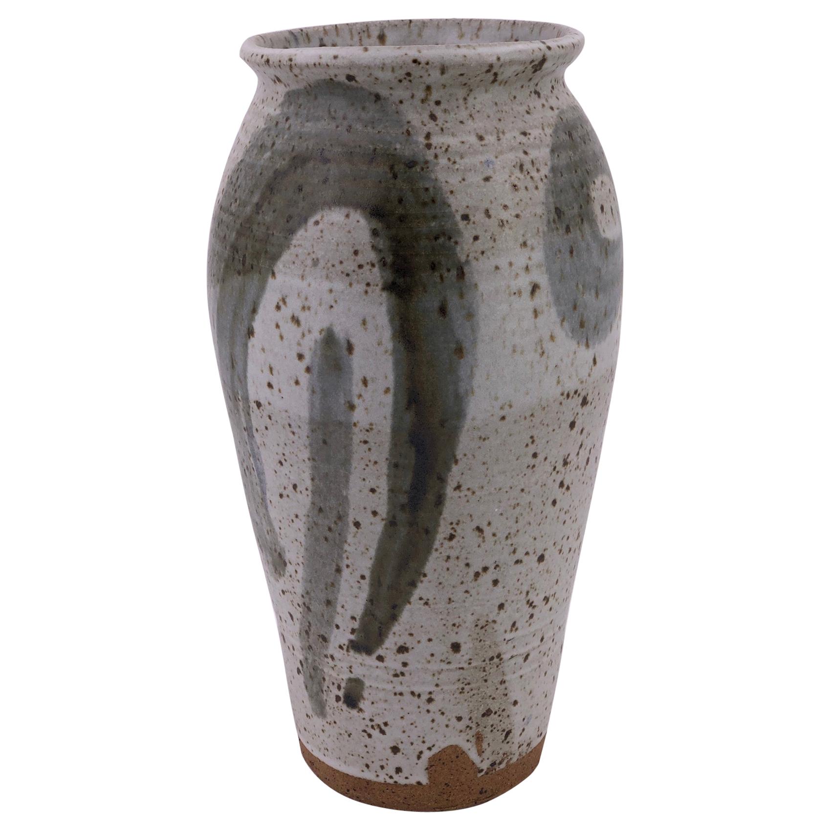 Tall Ceramic Hand Thrown Vase Signed, circa 1970s