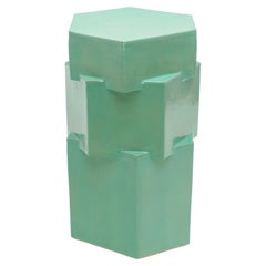 Tall Ceramic Hex Side Table in Gloss Mint by BZIPPY
