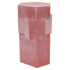 Tall Ceramic Hex Side Table in Sunset Pink by BZIPPY
