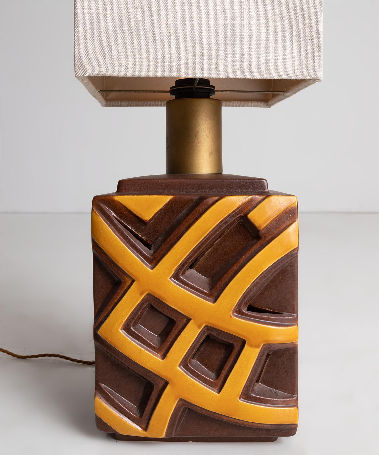 Hand-Crafted Tall Ceramic Lamp, France circa 1970 For Sale