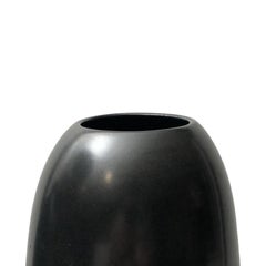 Tall Ceramic Pointed Base Ripple Vase with Black Lustre Glaze by Sandi Fellman