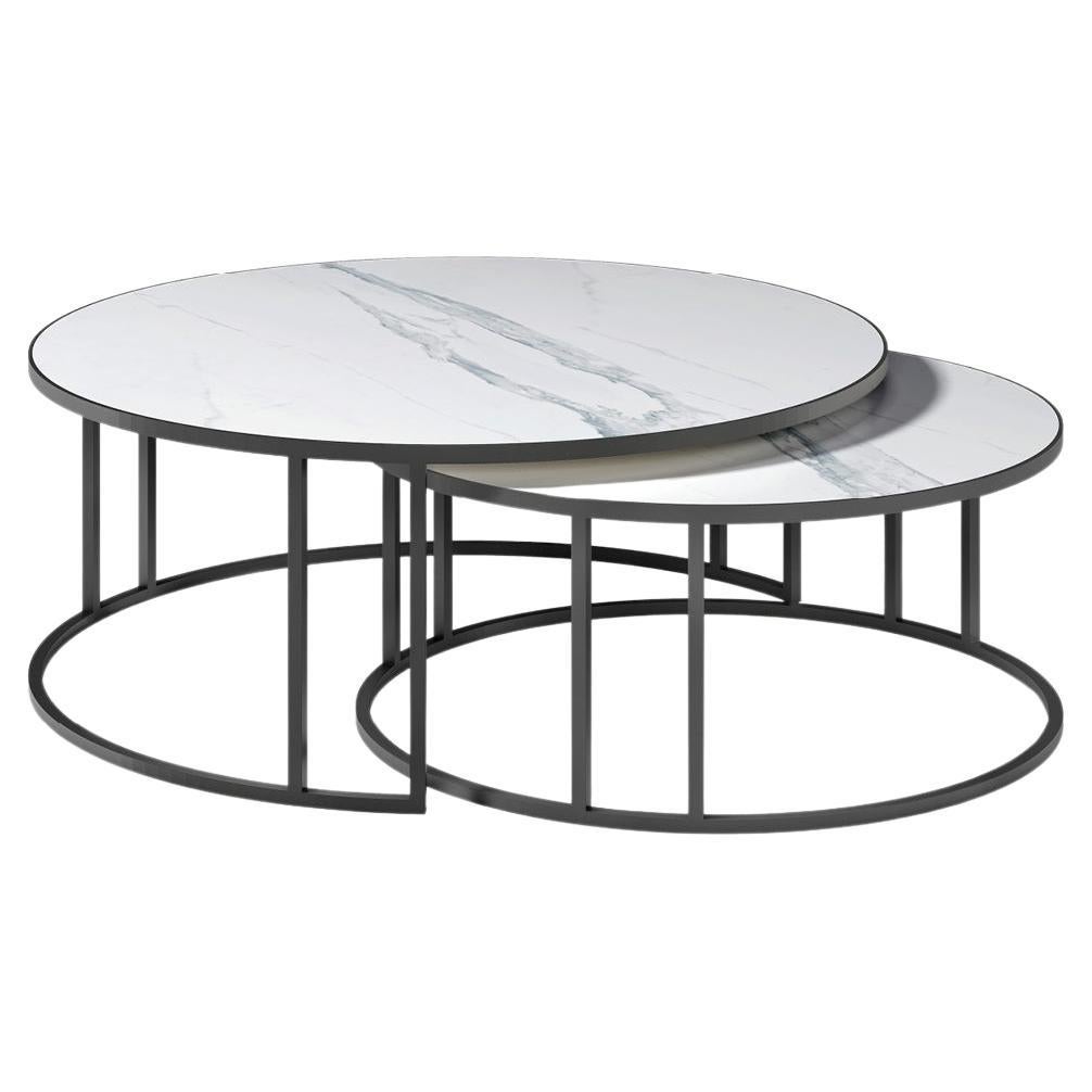 ZAGAS Tall Ceramic Round Coffee Table For Sale