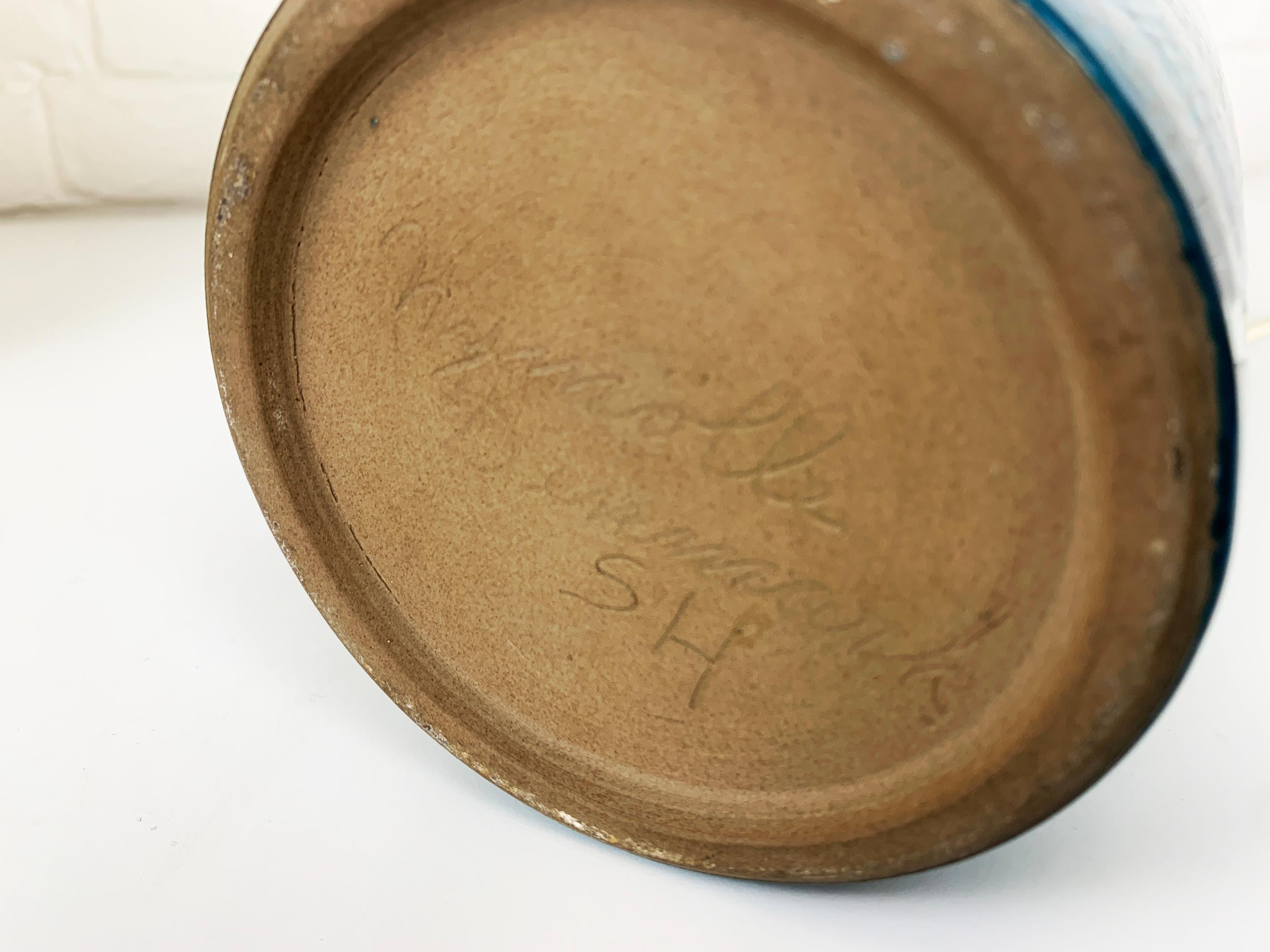 Lampada da tavolo alta in ceramica di Nymølle, Danimarca, nuovo paralume in rafia, anni '60 in vendita 5