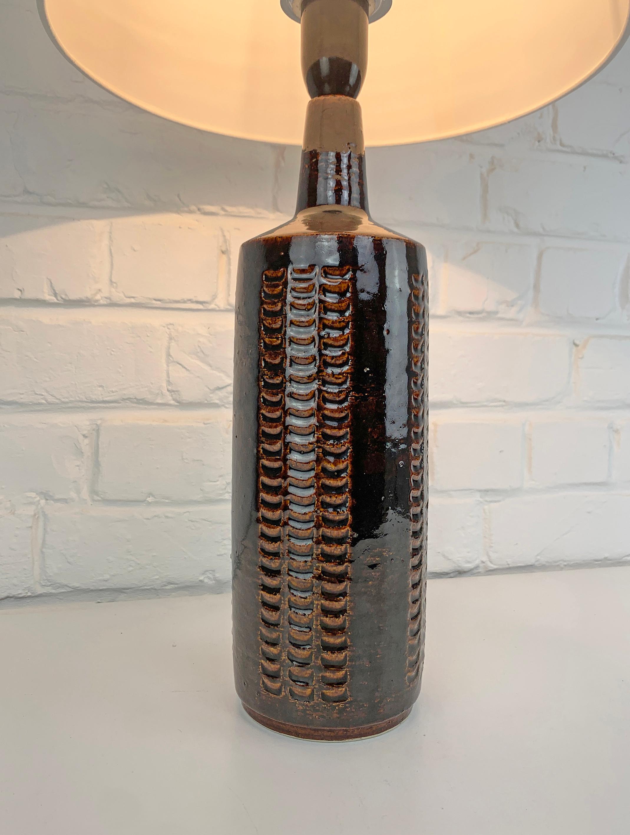 Scandinavian Modern Tall Ceramic table lamp by Palshus, Denmark, by Per & Annelise Linnemann-Schmidt For Sale