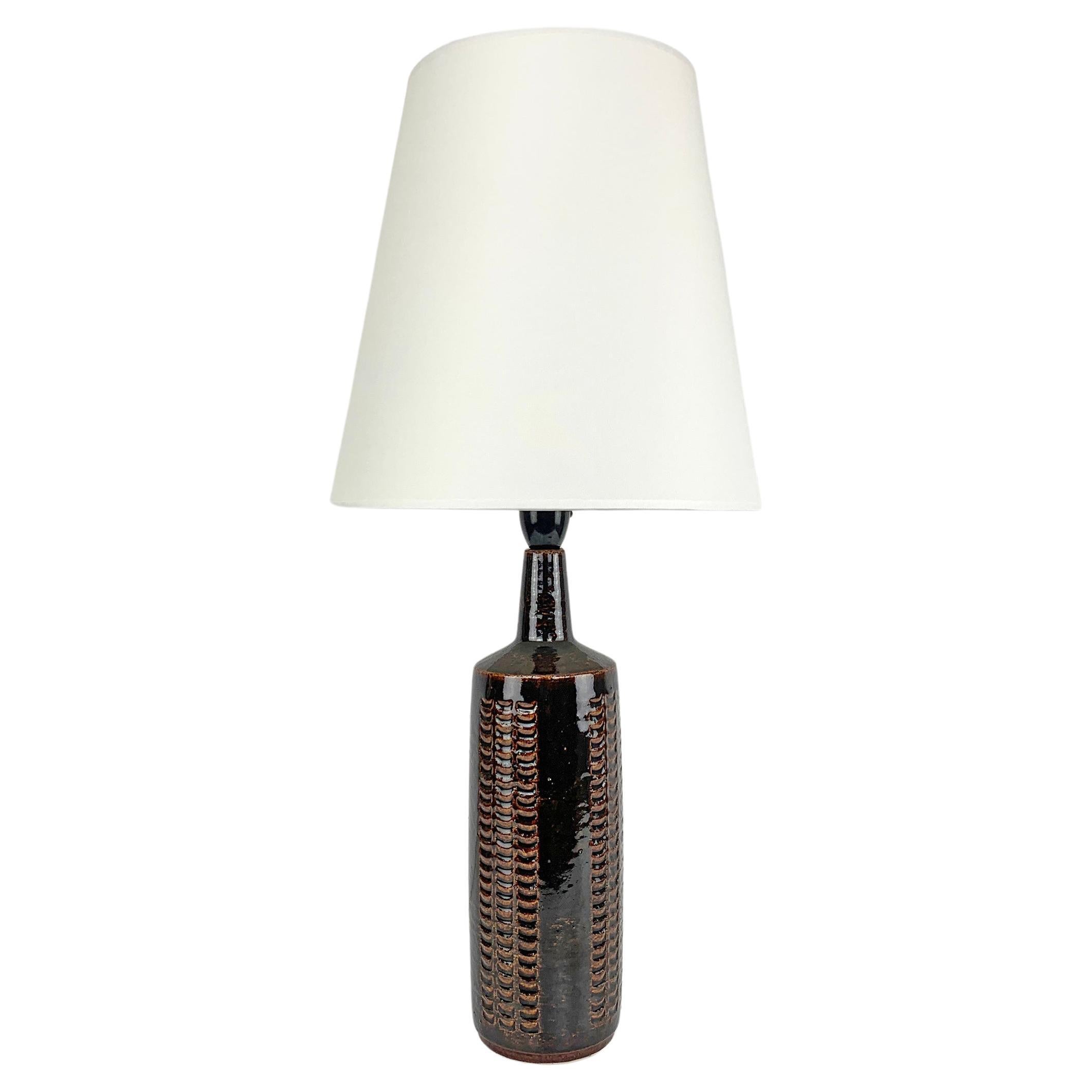 Tall brown Ceramic table lamp Palshus, Denmark, Per & Annelise Linnemann-Schmidt