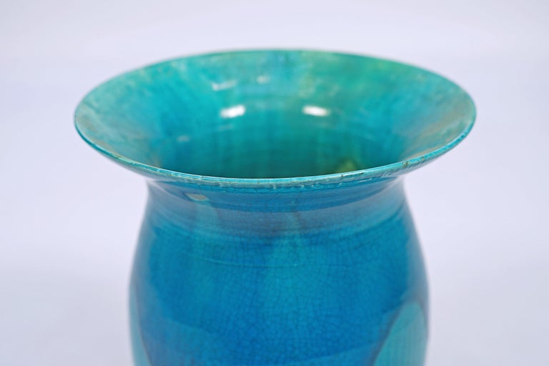 Tall Ceramic Vase "Blue Turquoise" by Jean Besnard For Sale at 1stDibs