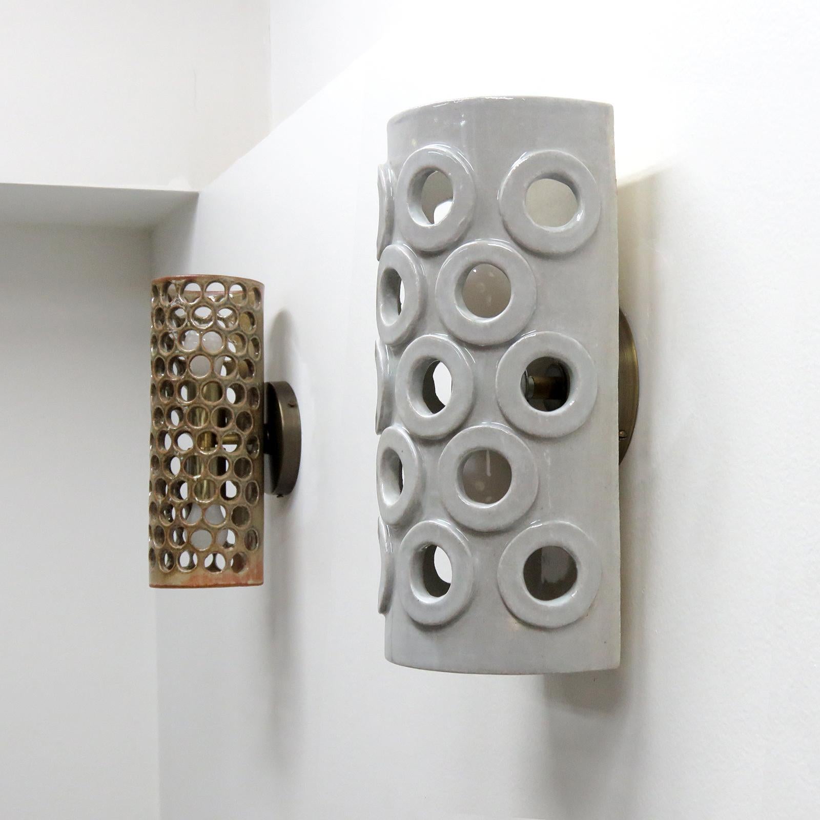 Patinated Tall Ceramic Wall Light No.51 by Heather Levine For Sale