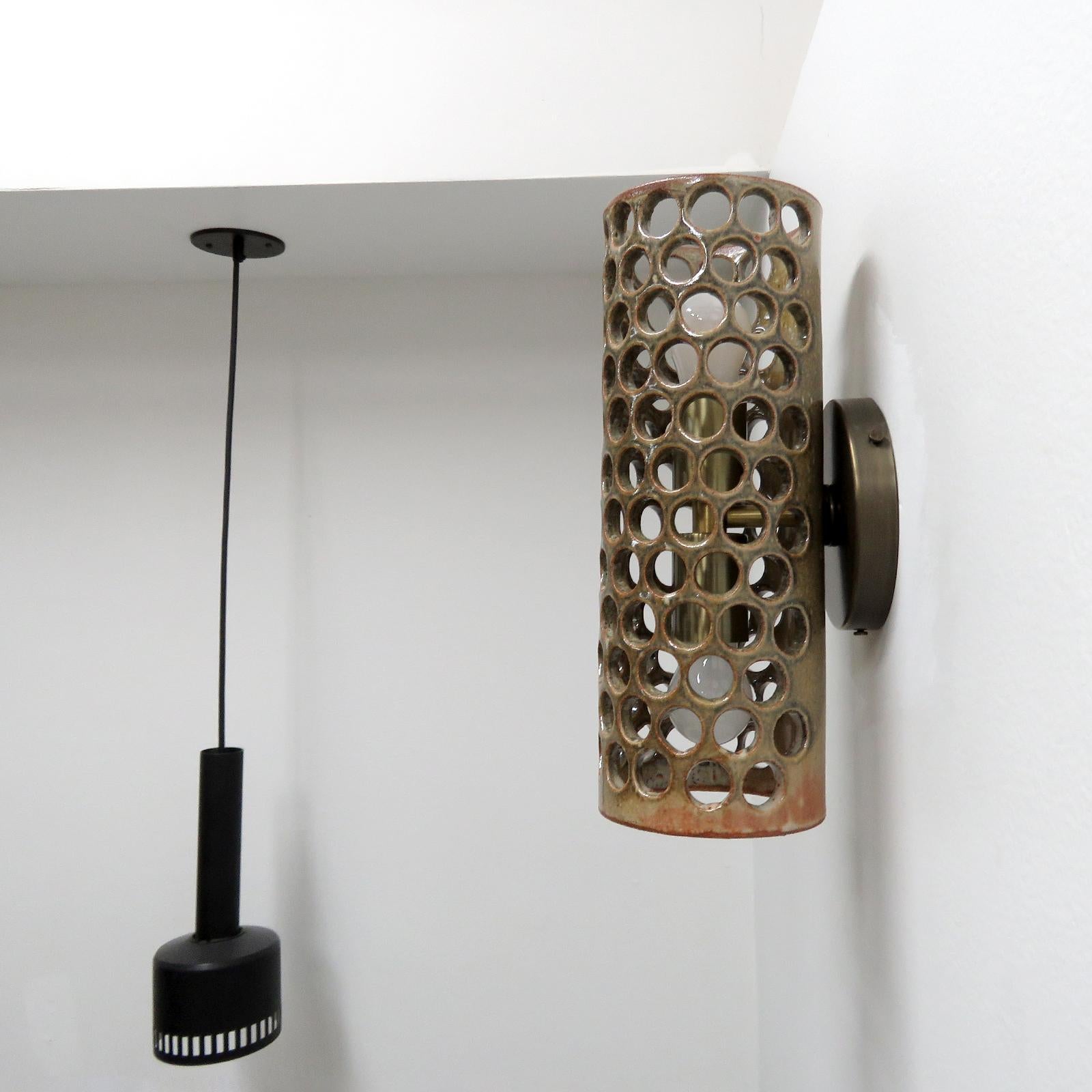 Organic Modern Tall Ceramic Wall Light No.52 by Heather Levine For Sale