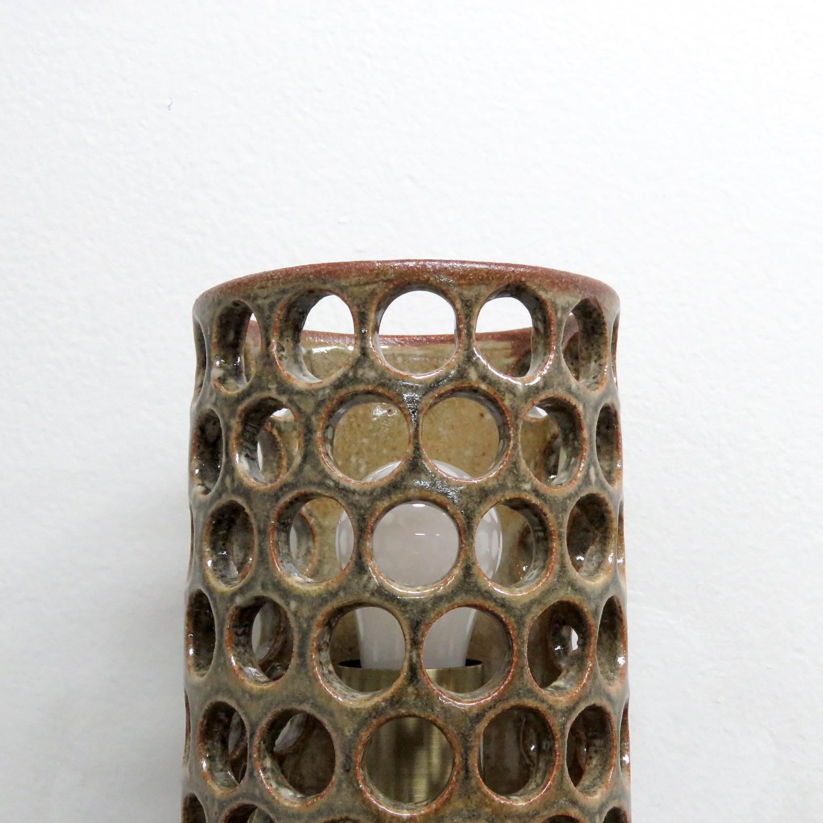 Patinated Tall Ceramic Wall Light No.52 by Heather Levine For Sale