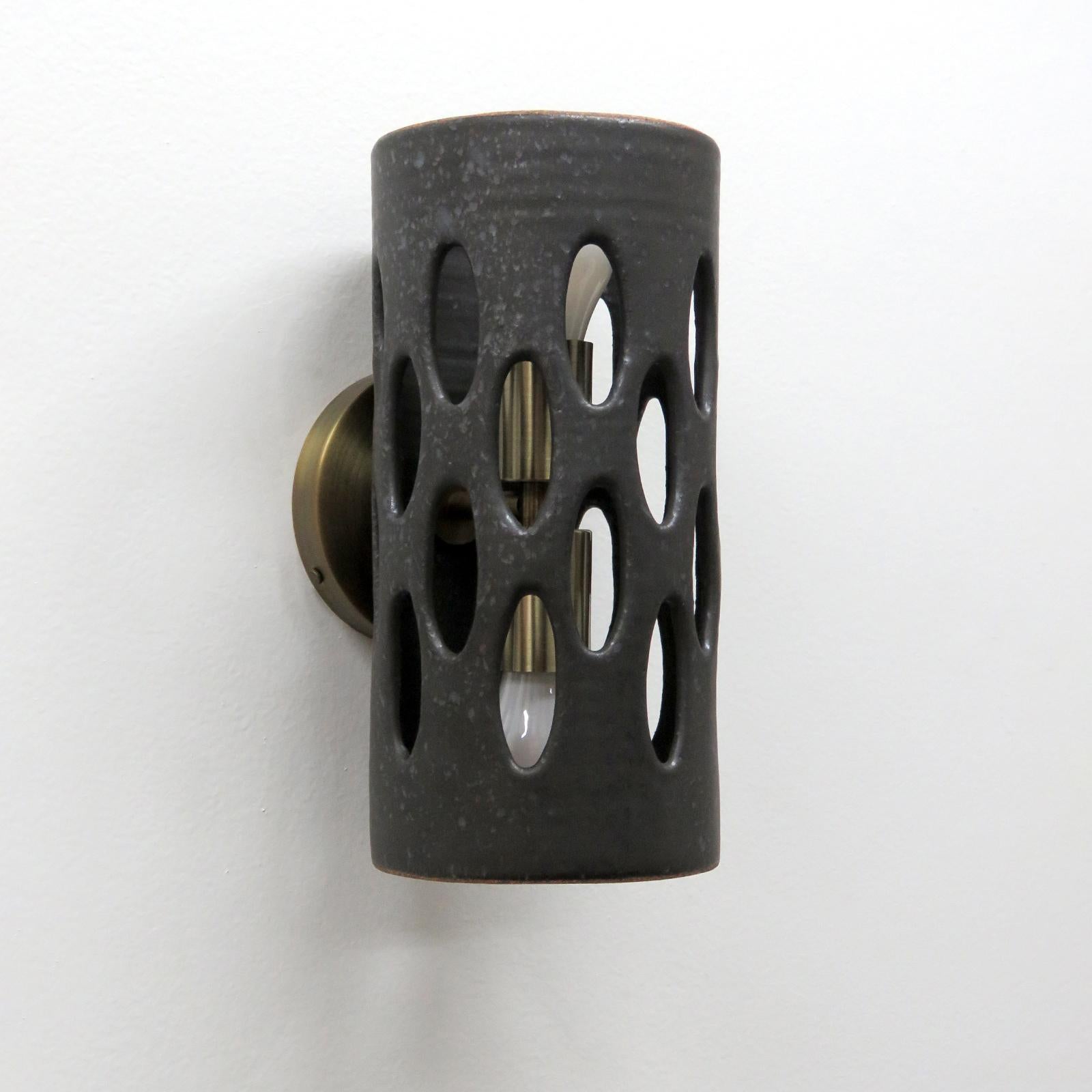 Patinated Tall Ceramic Wall Light No.54 by Heather Levine For Sale