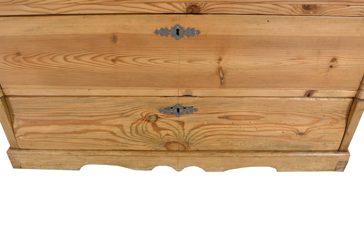 Tall Chest in Pine with Five Drawers, Northern Europe, circa 1820 For Sale 10