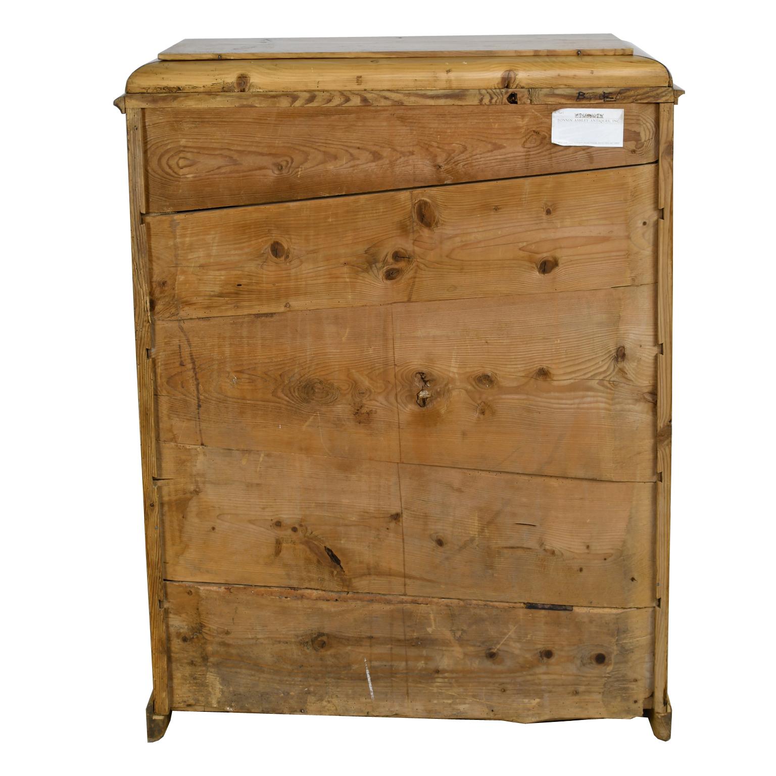 19th Century Tall Chest in Pine with Five Drawers, Northern Europe, circa 1820 For Sale