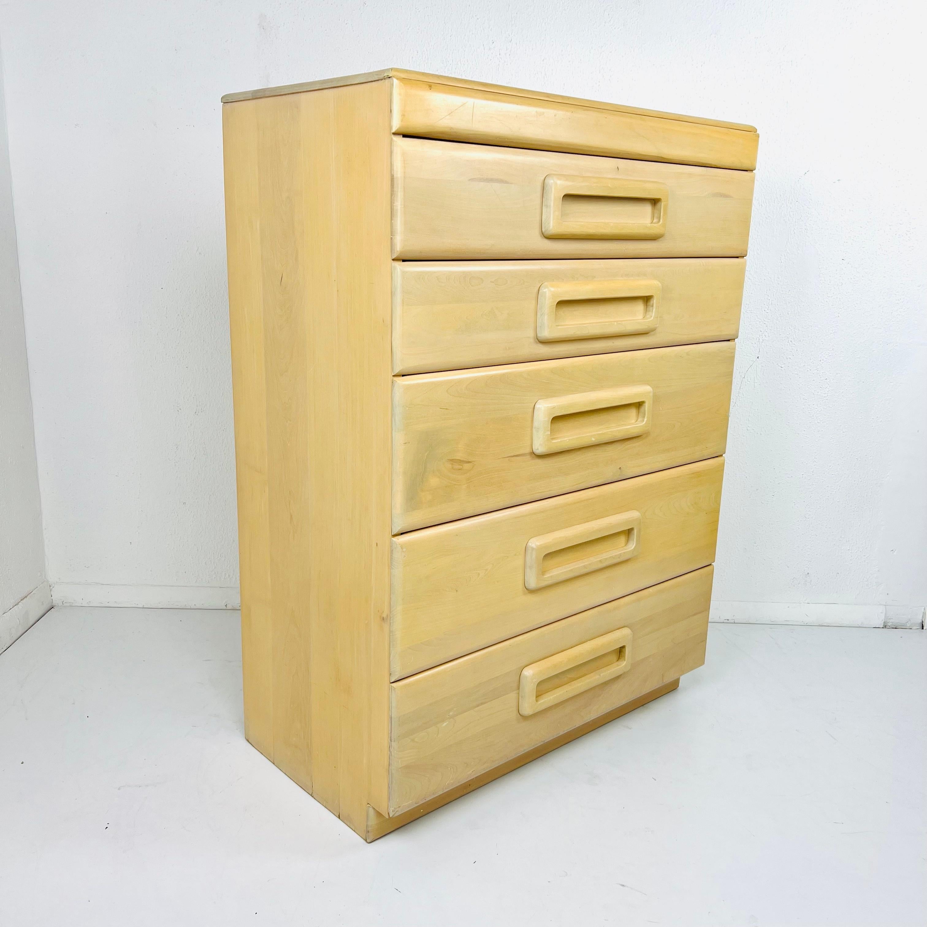 Wood Tall Chest of Drawers/Dresser by Russel Wright for Conant Ball For Sale