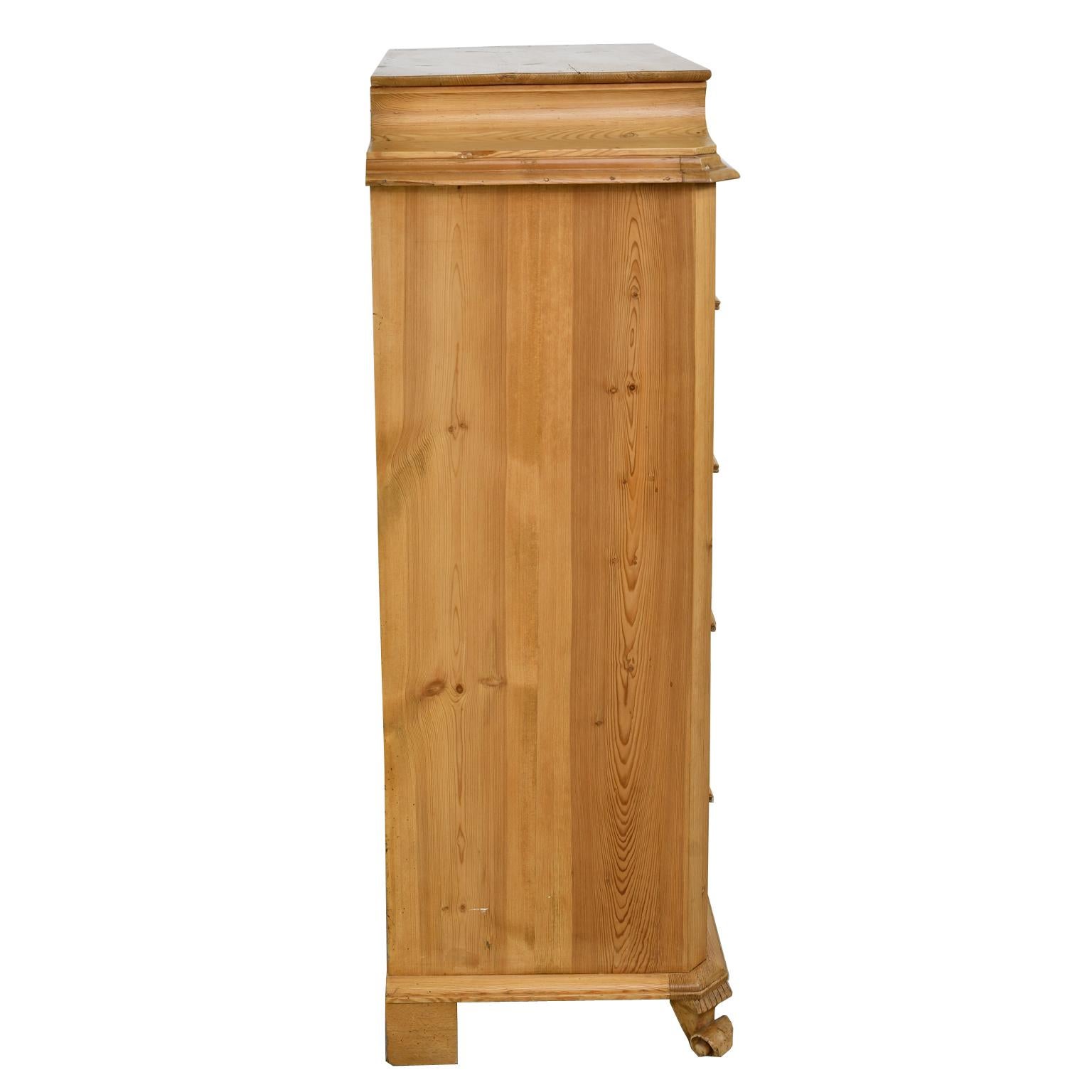 Tall Chest of Drawers in Pine with 6 Drawers, Denmark, circa 1850 1
