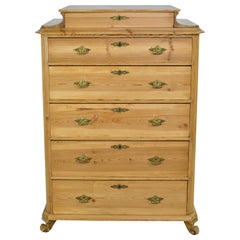 Antique Tall Chest of Drawers in Pine with 6 Drawers, Denmark, circa 1850