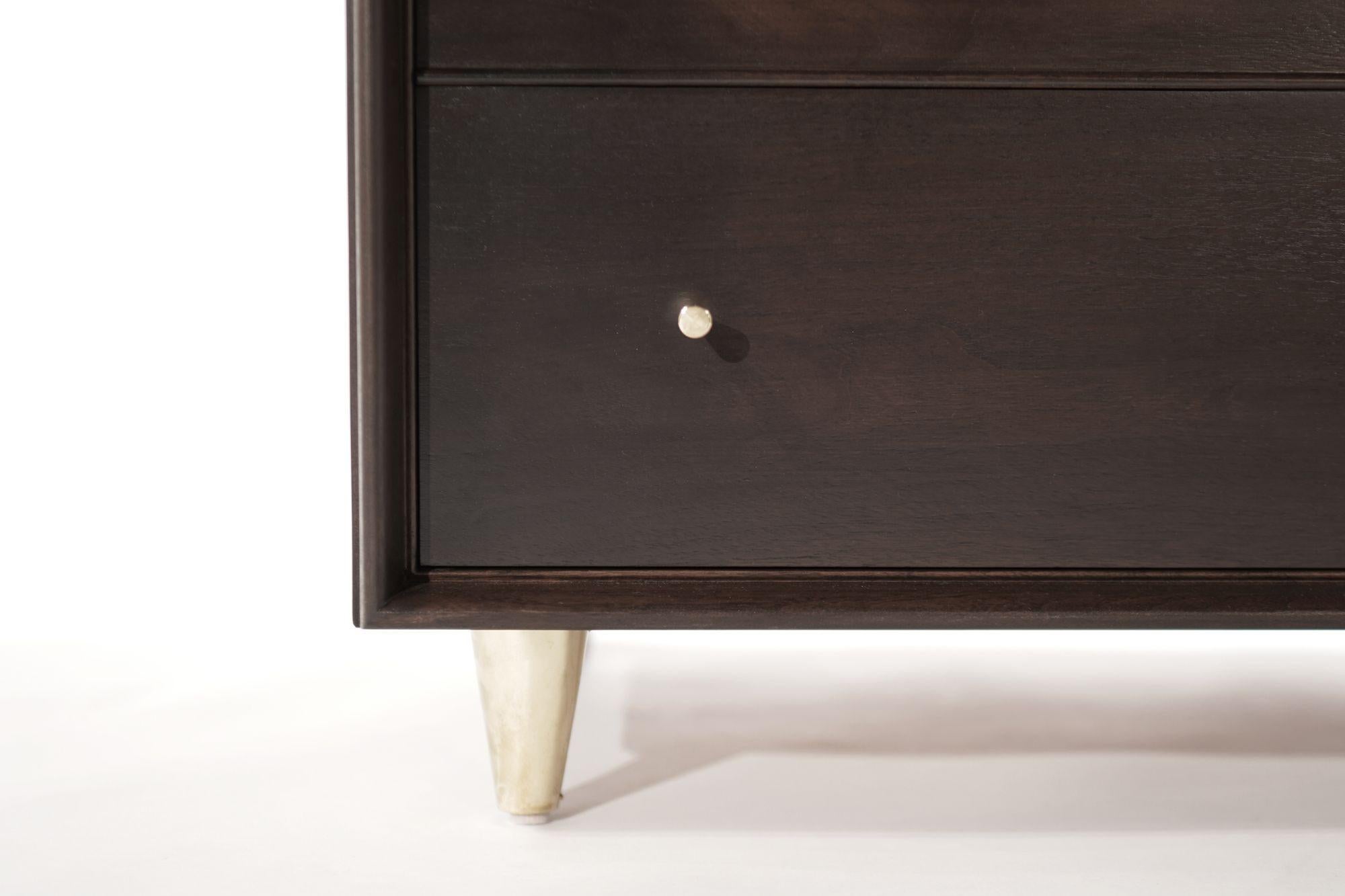 Brass Tall Chest of Drawers in Walnut by Paul Frankl, C. 1950s