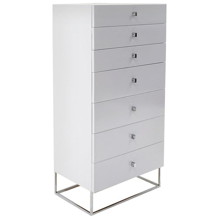 Tall Chest Of Drawers White And Chrome, Tall Dresser Drawers White