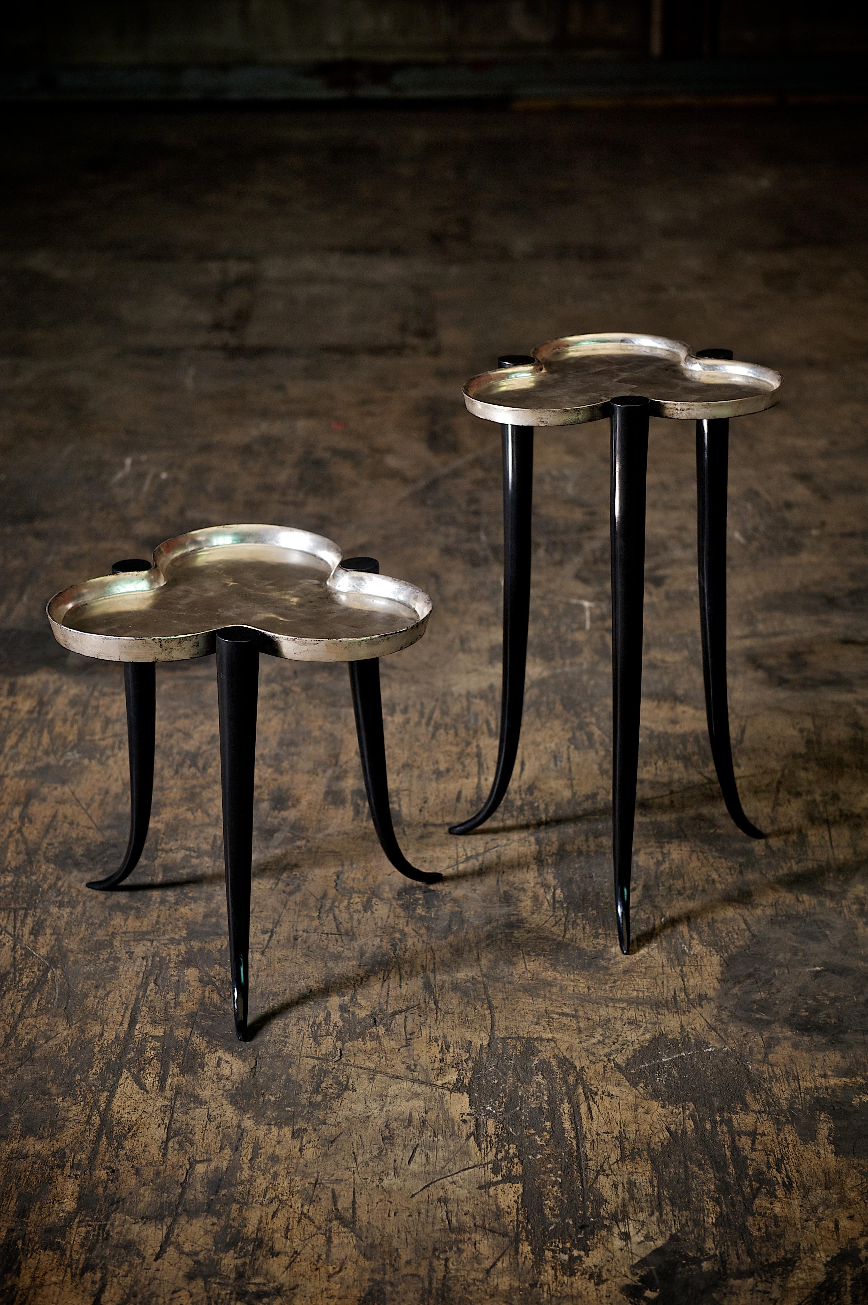 Tall Chime Side Table in Bronze and Silver or Gold Leaf Lacquer by Elan Atelier 6