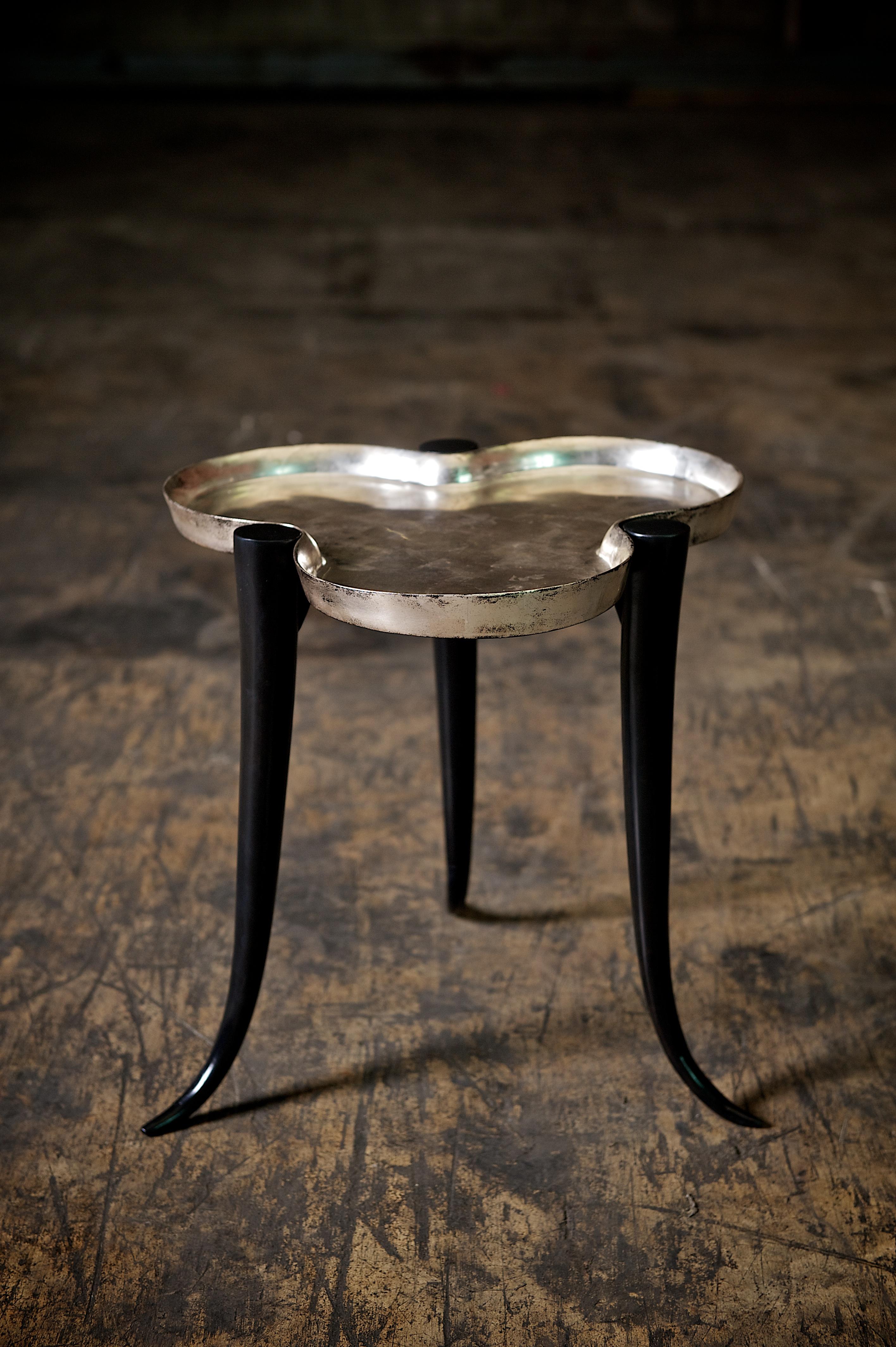 Tall Chime Side Table in Bronze and Silver or Gold Leaf Lacquer by Elan Atelier 11