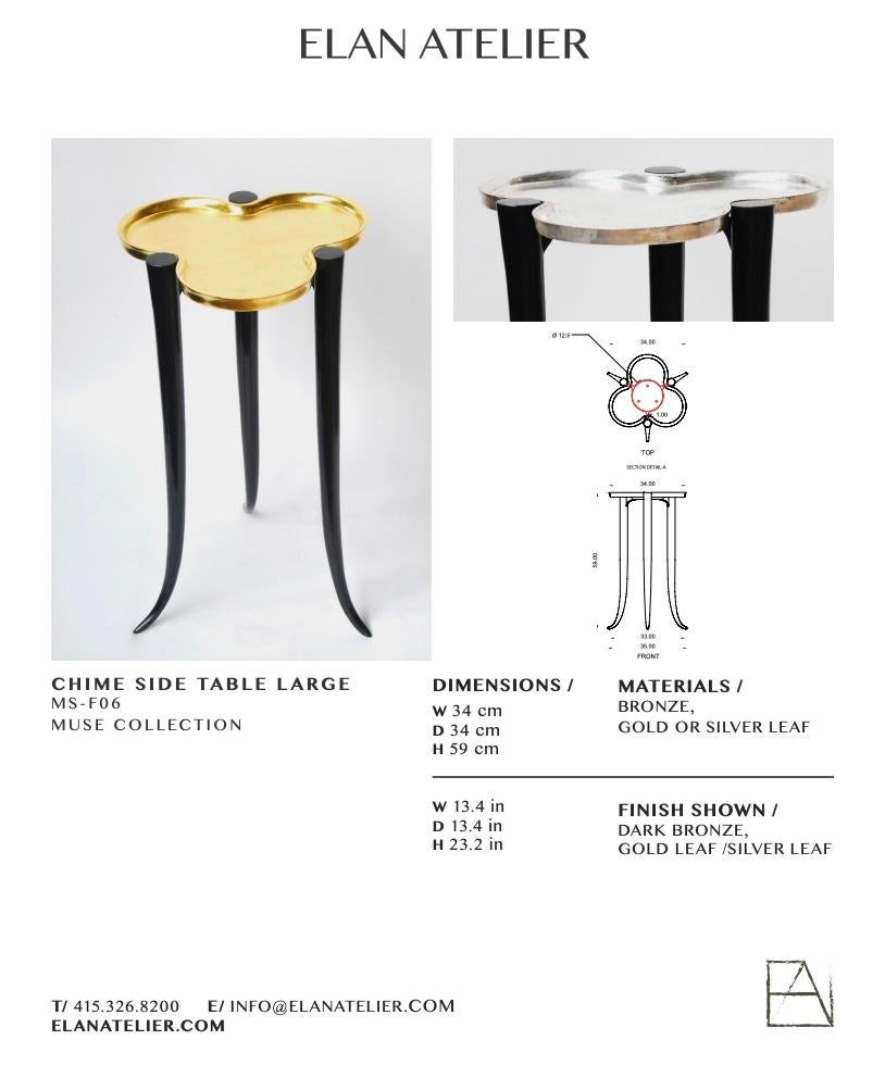 Tall Chime Side Table in Bronze and Silver or Gold Leaf Lacquer by Elan Atelier 12