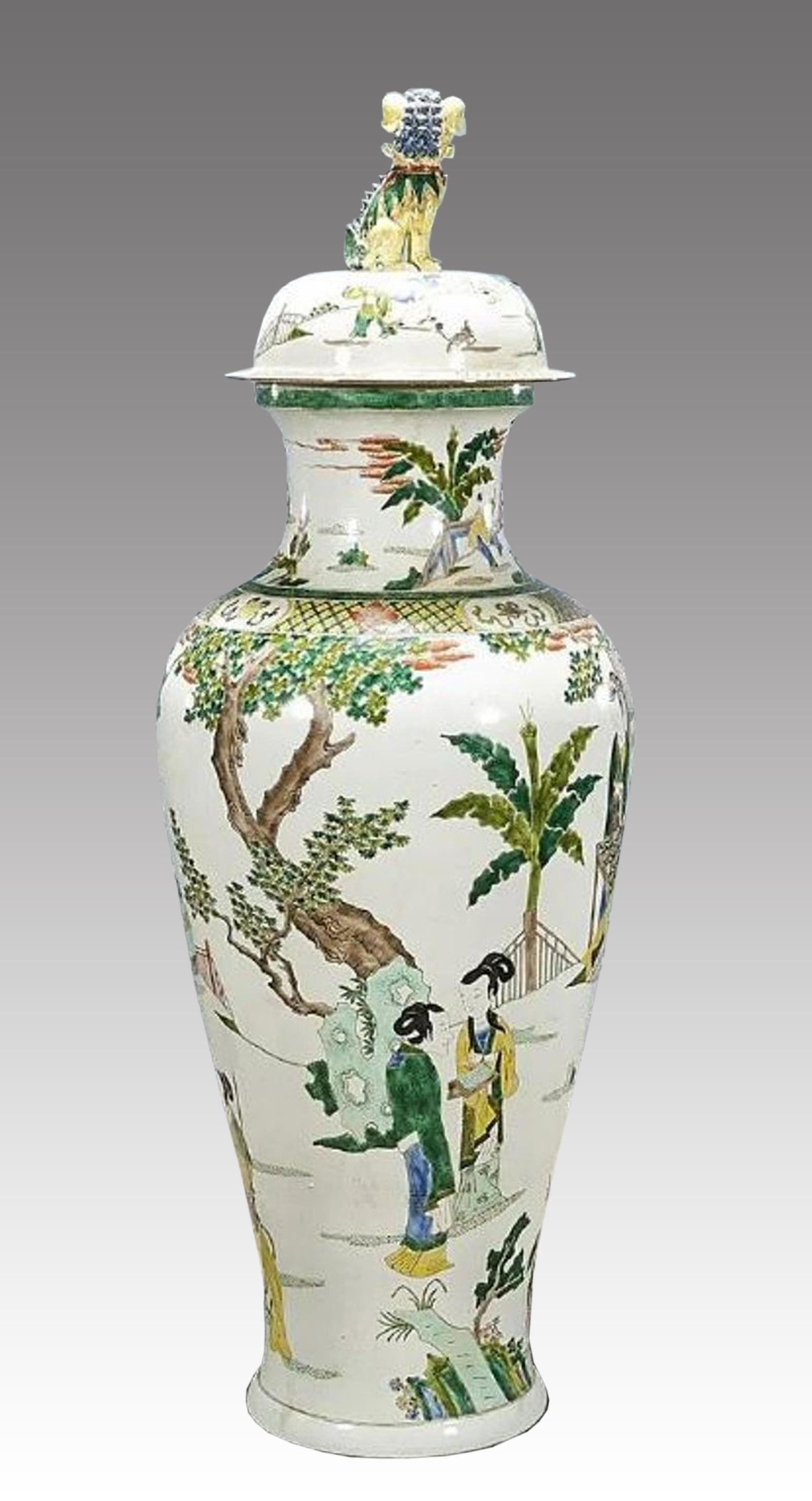 Tall Chinese Enameled Porcelain Ginger Jar Vase In Good Condition In Cypress, CA