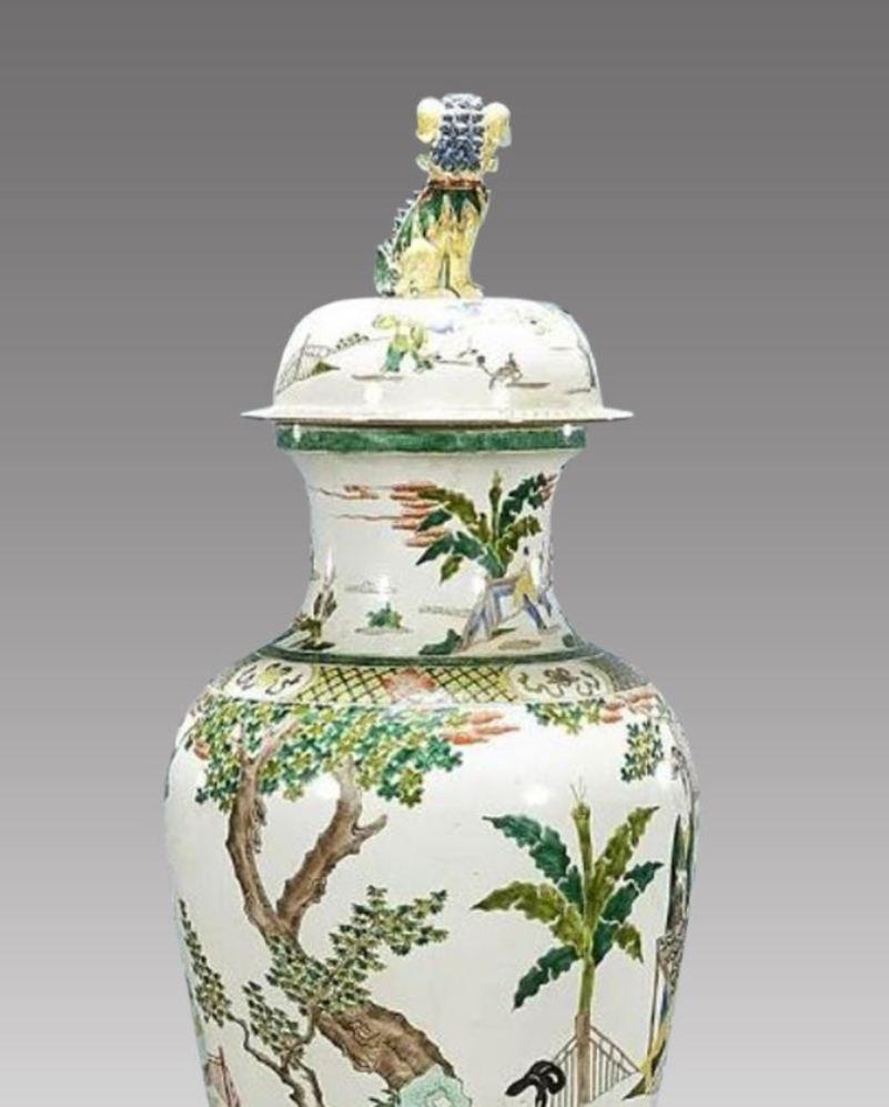 20th Century Tall Chinese Enameled Porcelain Ginger Jar Vase