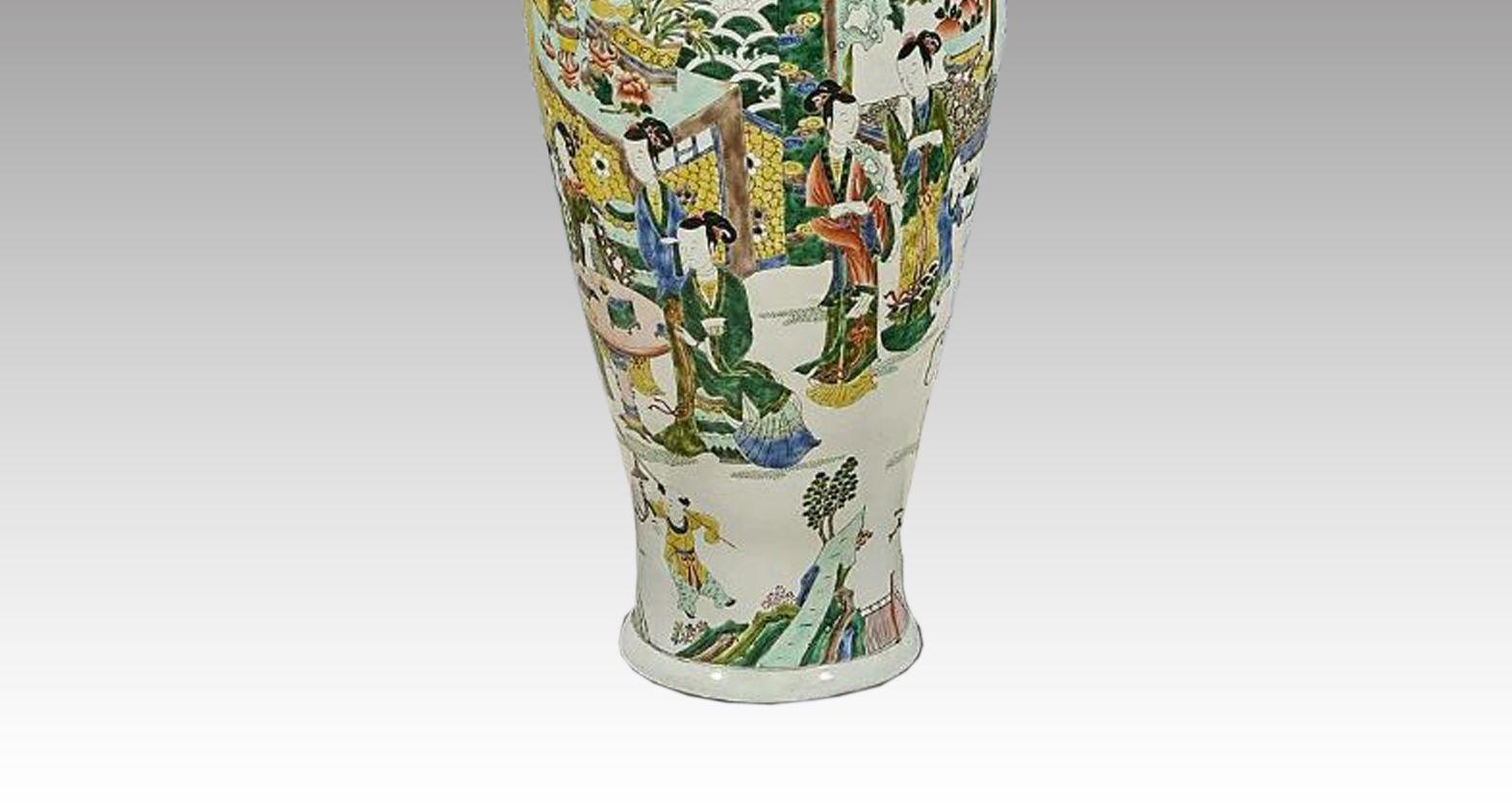 Tall Chinese Enameled Porcelain Ginger Jar Vase 3