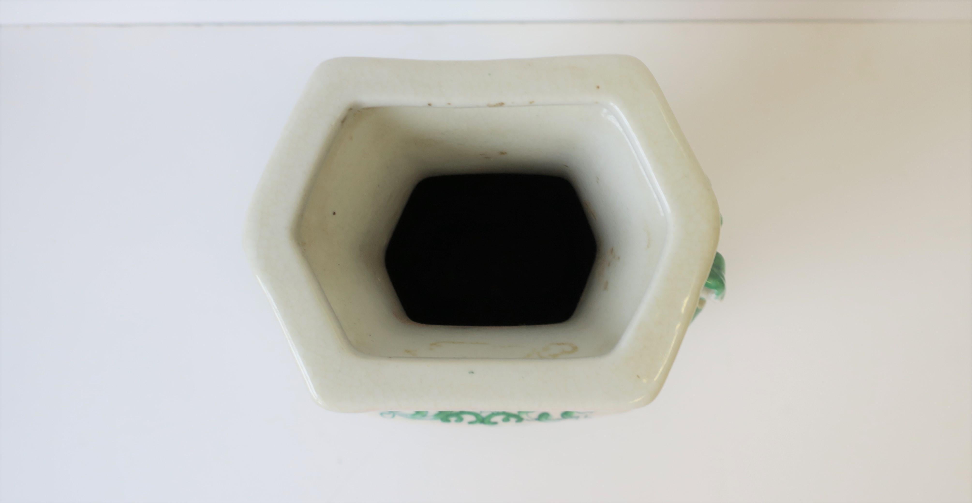 Tall Chinese Green and White Ceramic Vase 2
