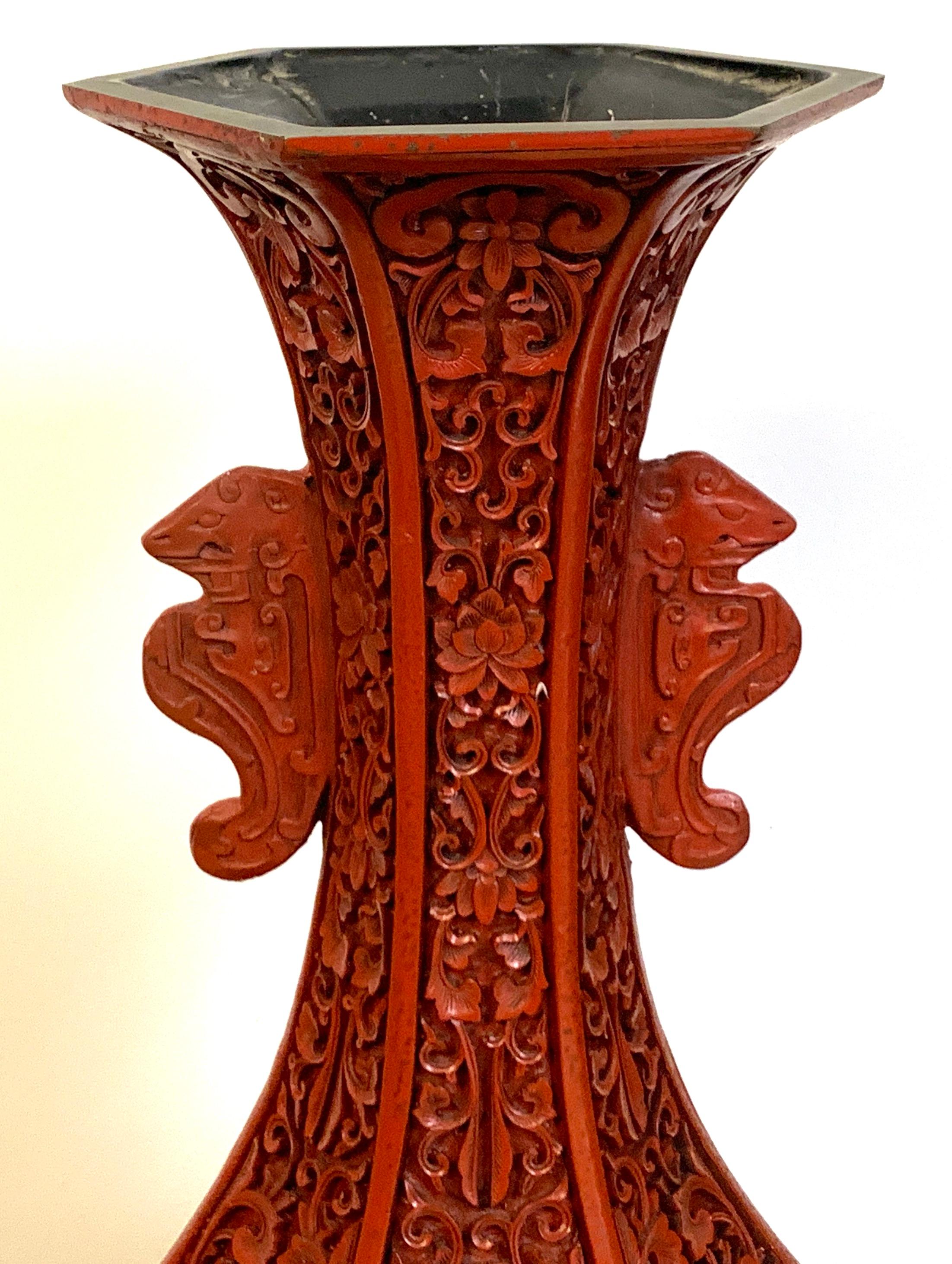 chinese cinnabar vase