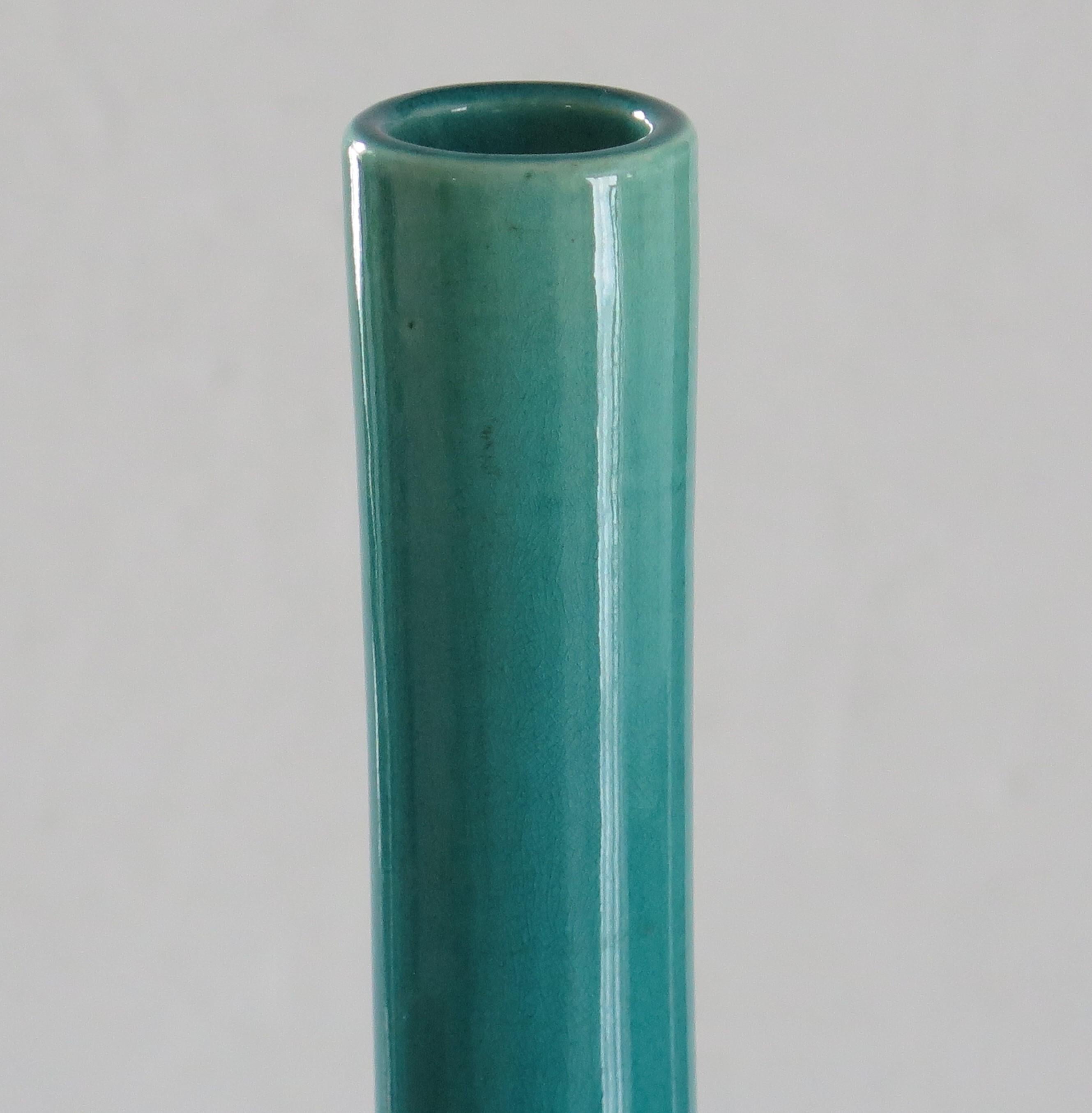 Tall Chinese Porcelain Bottle Vase Turquoise-Blue, Qing Early 19th Century 2