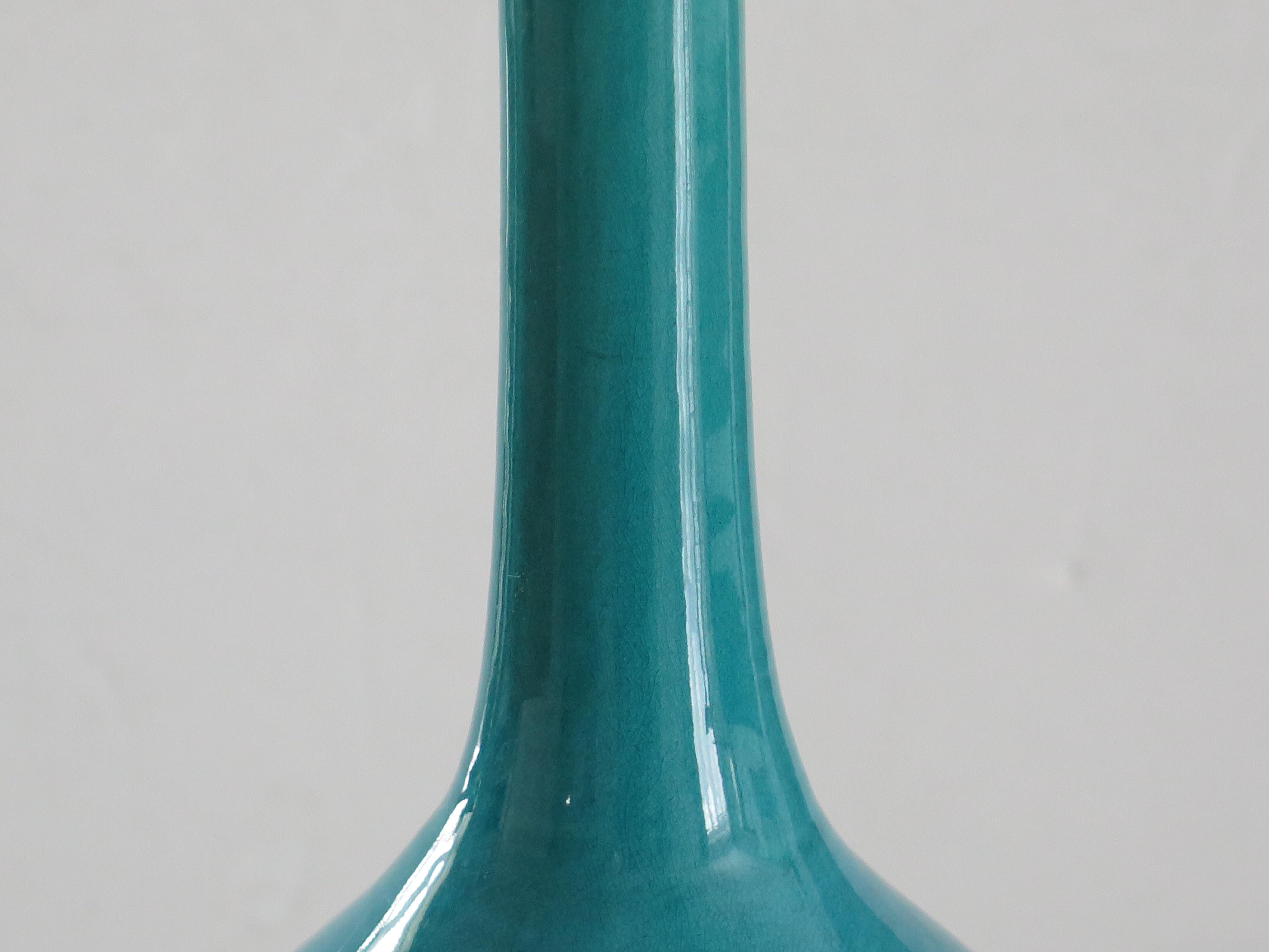 Tall Chinese Porcelain Bottle Vase Turquoise-Blue, Qing Early 19th Century 3