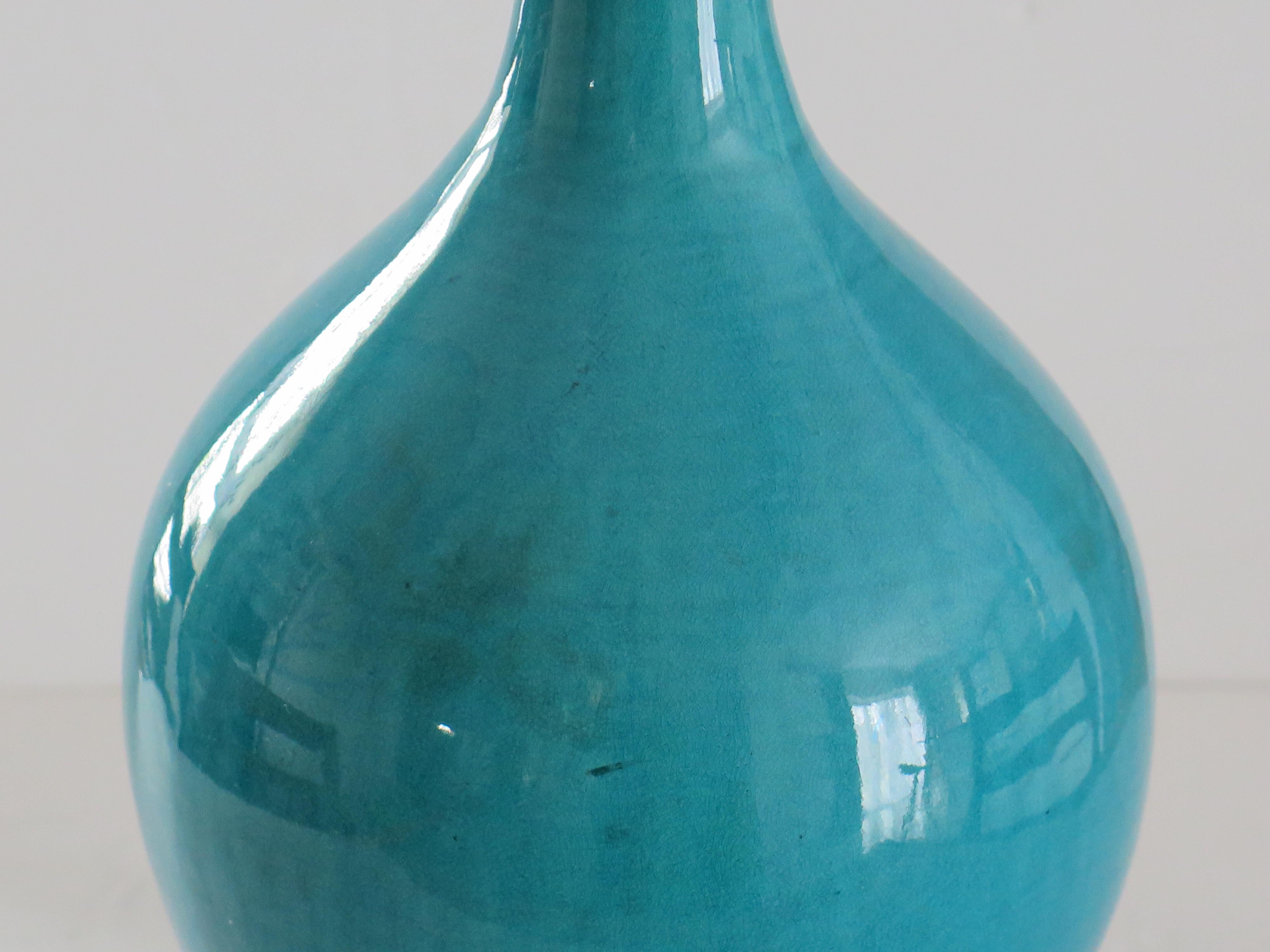 Tall Chinese Porcelain Bottle Vase Turquoise-Blue, Qing Early 19th Century 4