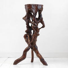 Tall Chinese Root Grotto Table, Jardinière, 19th Century, Lacquered, Late Qing