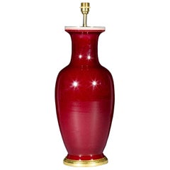Tall Chinese Sang de Boeuf Porcelain Vase Lamp